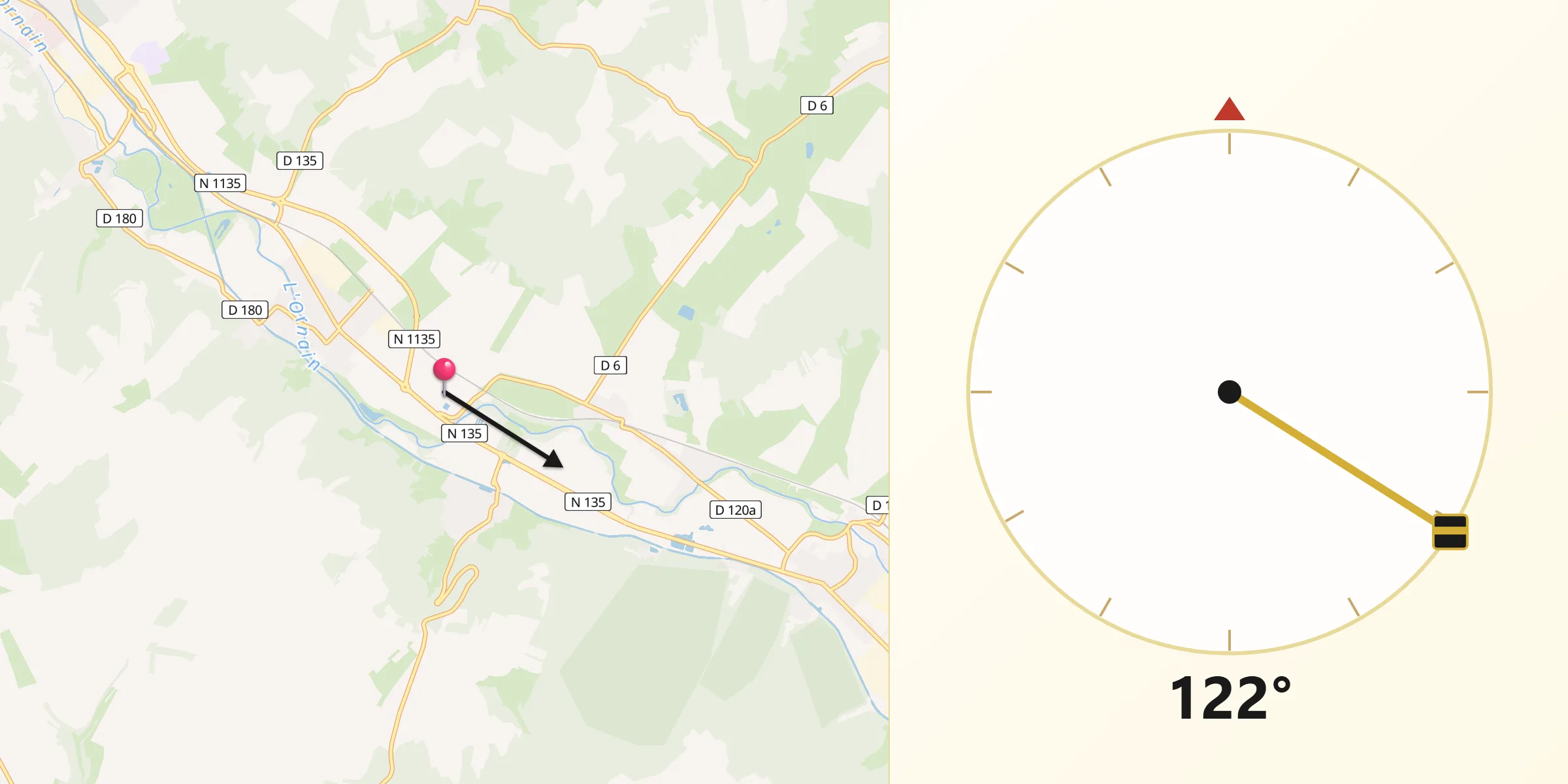 Direction vers la Qibla depuis Silmont