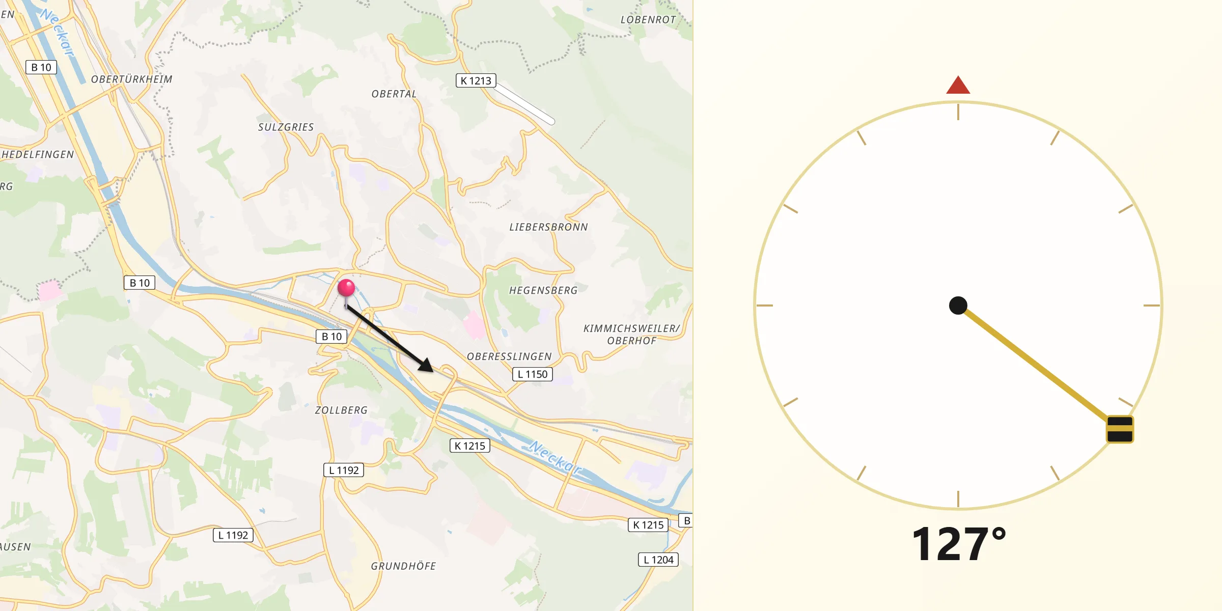 Esslingen şehrinden Kıble Yönü