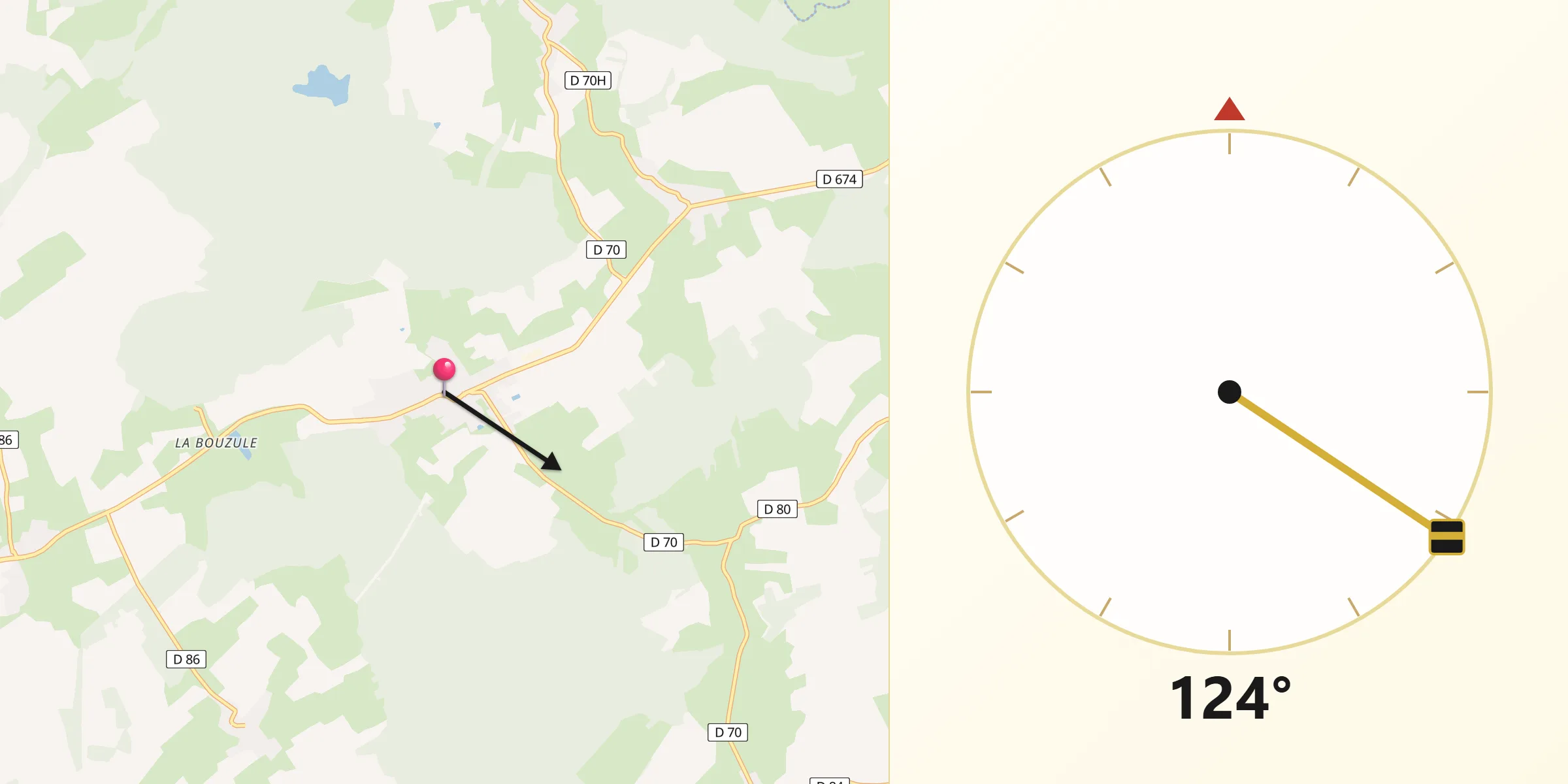Direction vers la Qibla depuis Champenoux