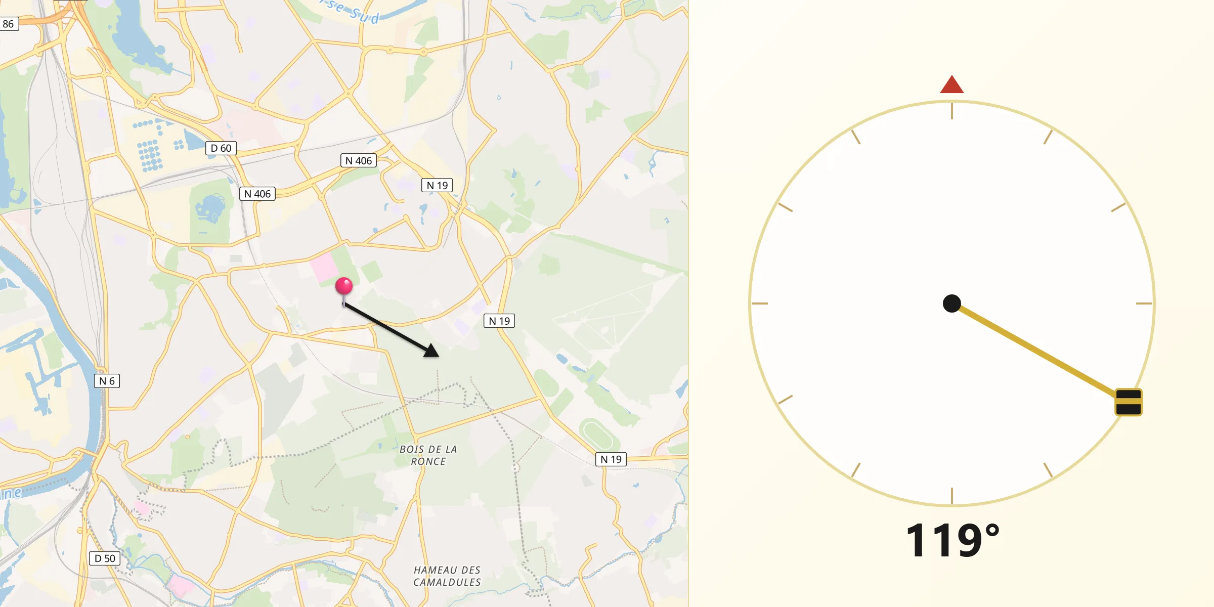 Direction vers la Qibla depuis Limeil-Brévannes