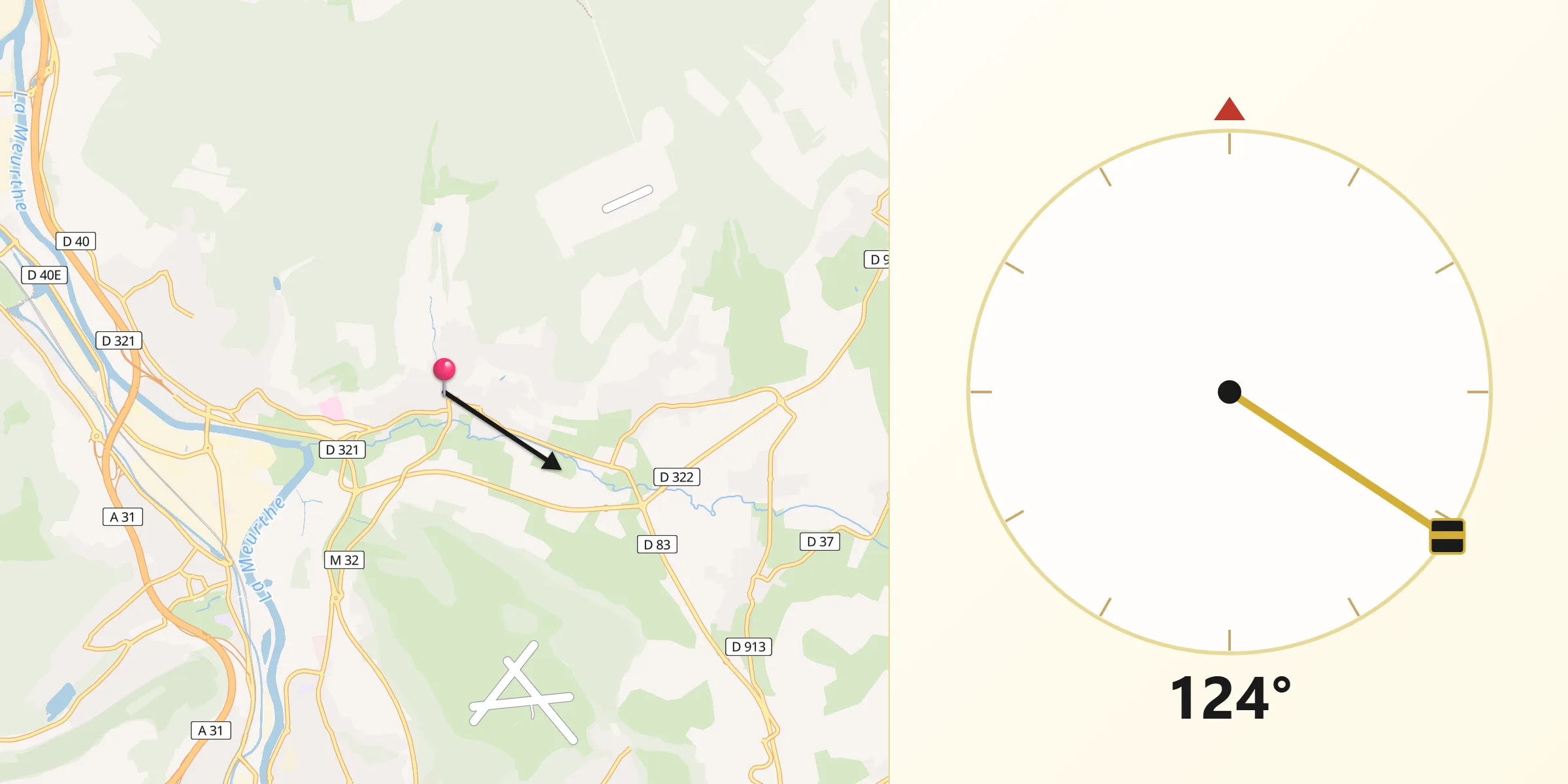 Direction vers la Qibla depuis Lay-Saint-Christophe
