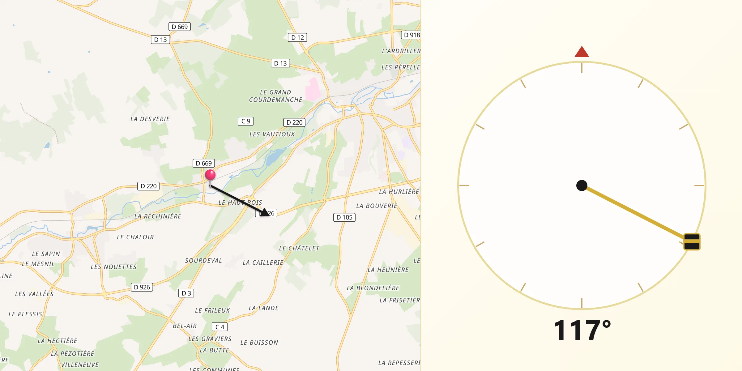 Direction vers la Qibla depuis Rai