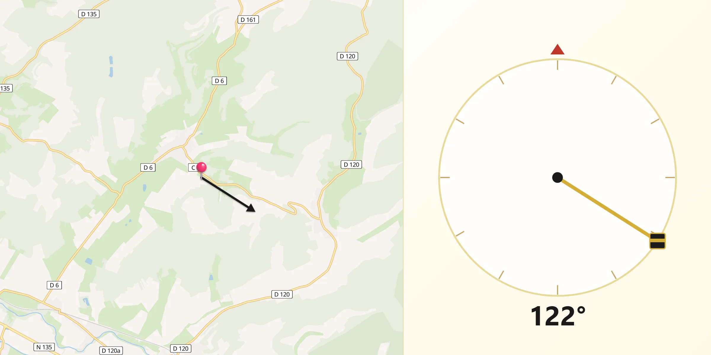 Direction vers la Qibla depuis Salmagne