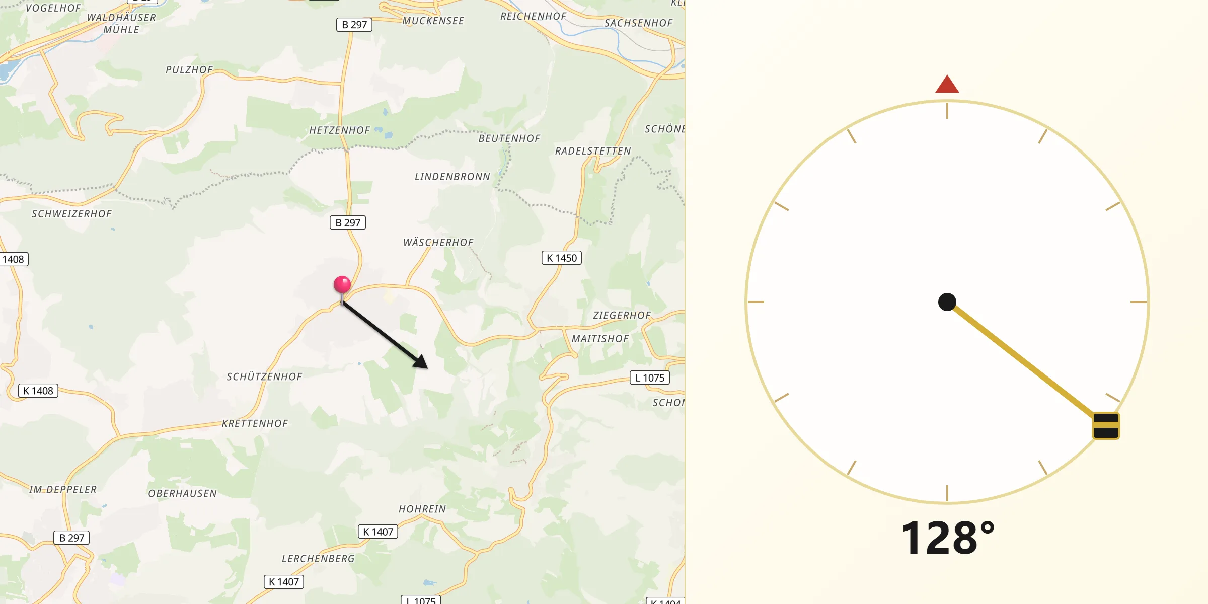 Qibla-Richtung von Wäschenbeuren