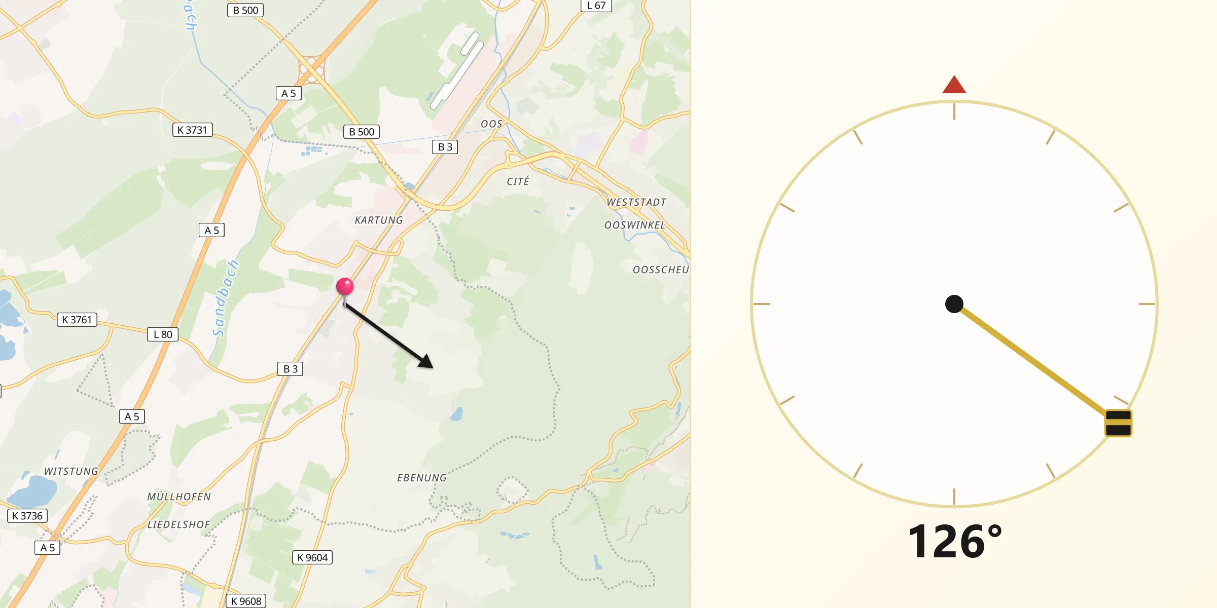 Qibla-Richtung von Sinzheim