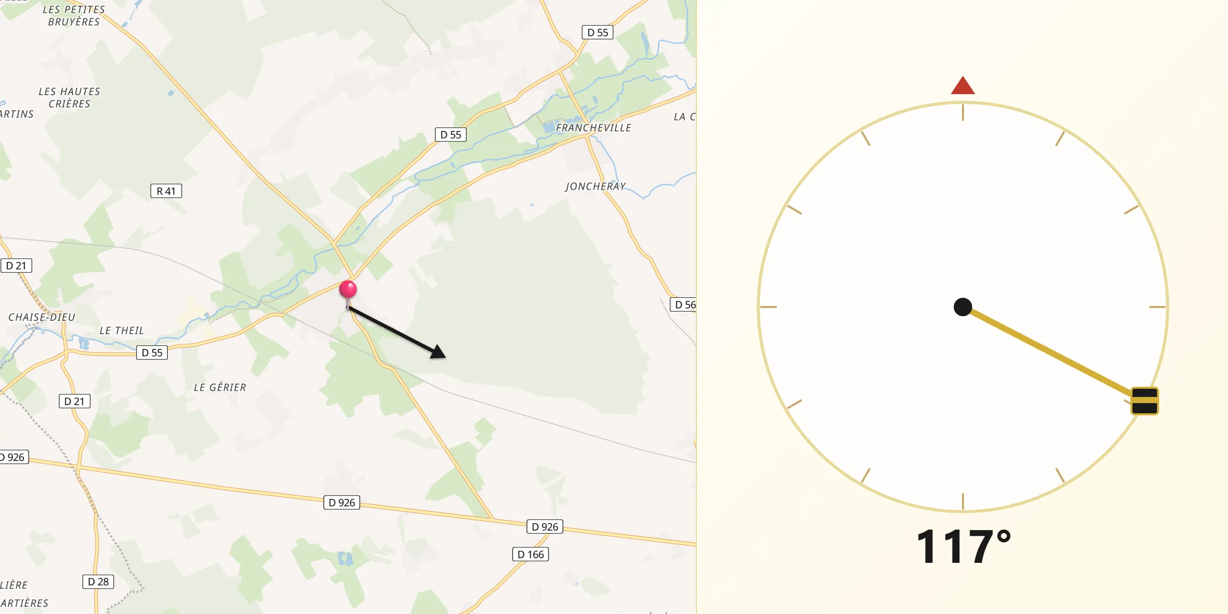 Direction vers la Qibla depuis Bourth
