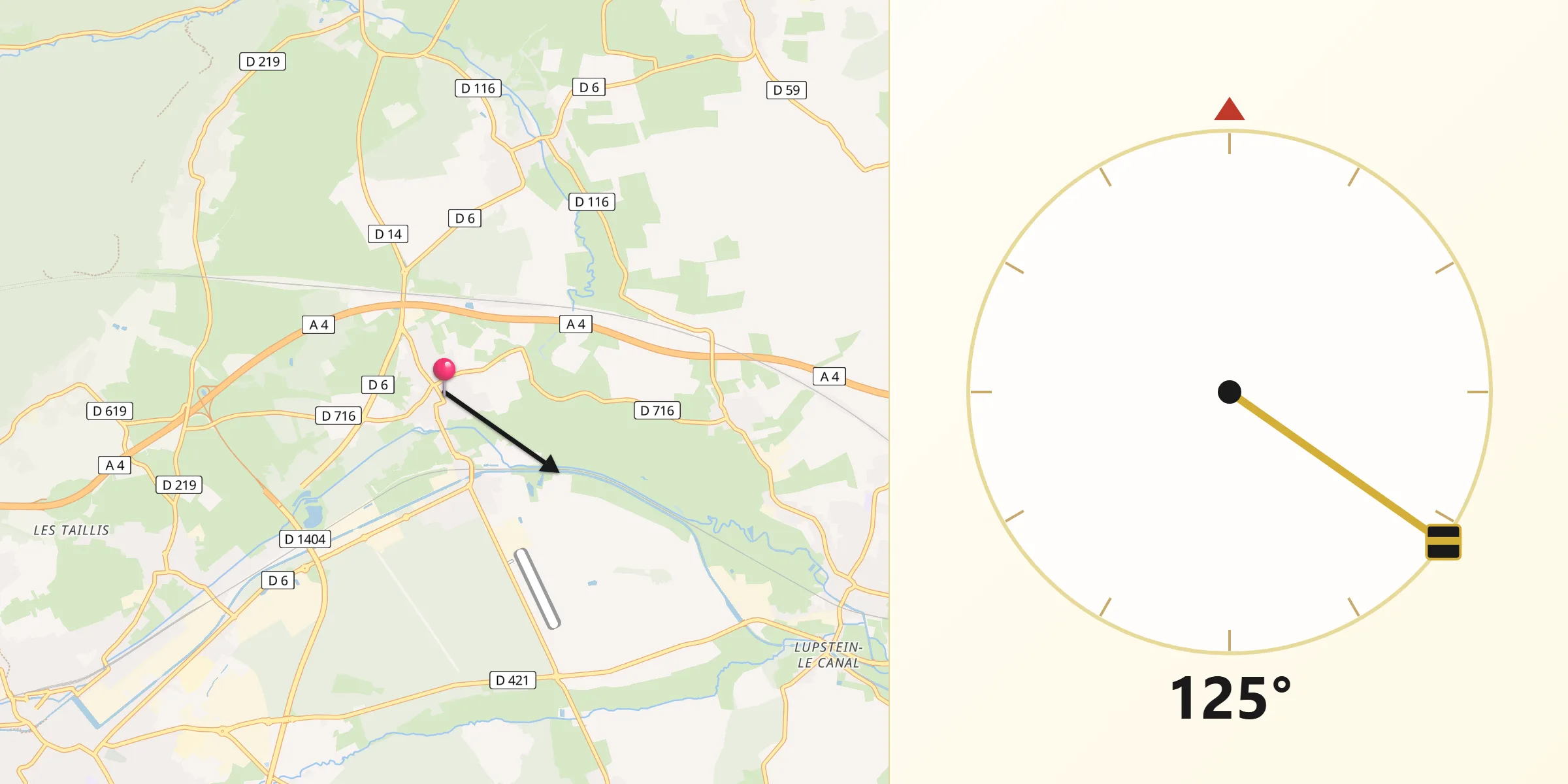 Direction vers la Qibla depuis Steinbourg