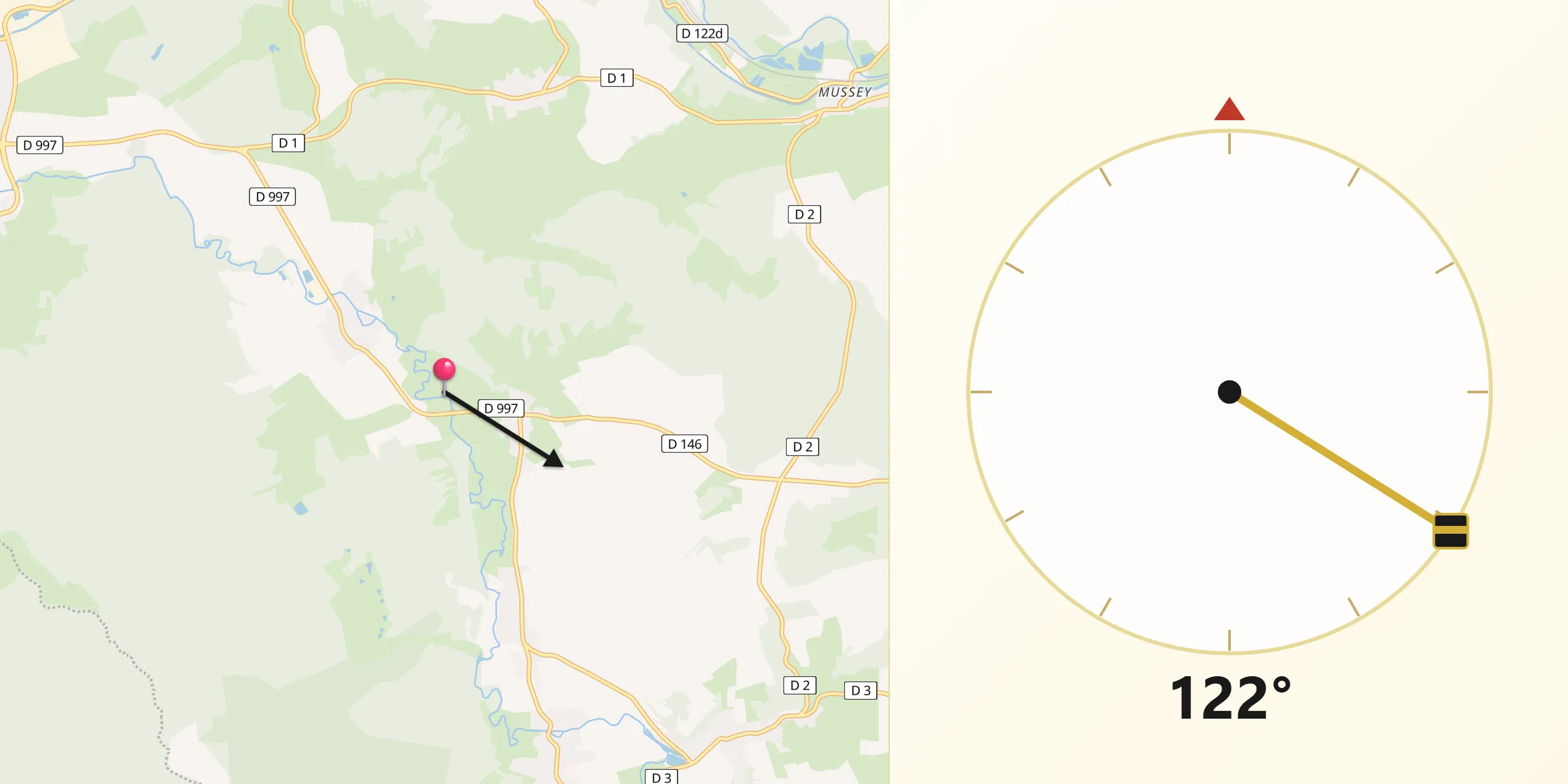 Direction vers la Qibla depuis Couvonges