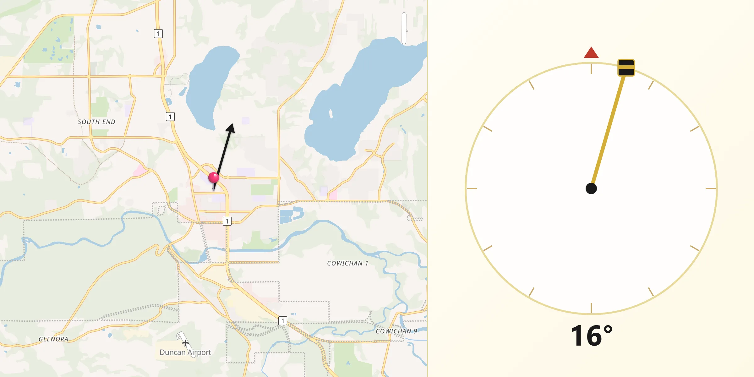 Qibla Direction from Duncan