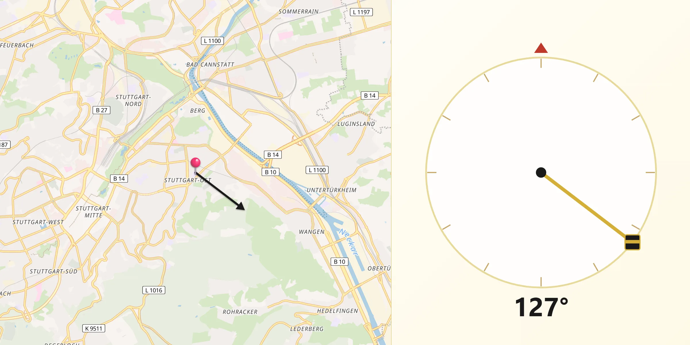 Qibla-Richtung von S-Ost