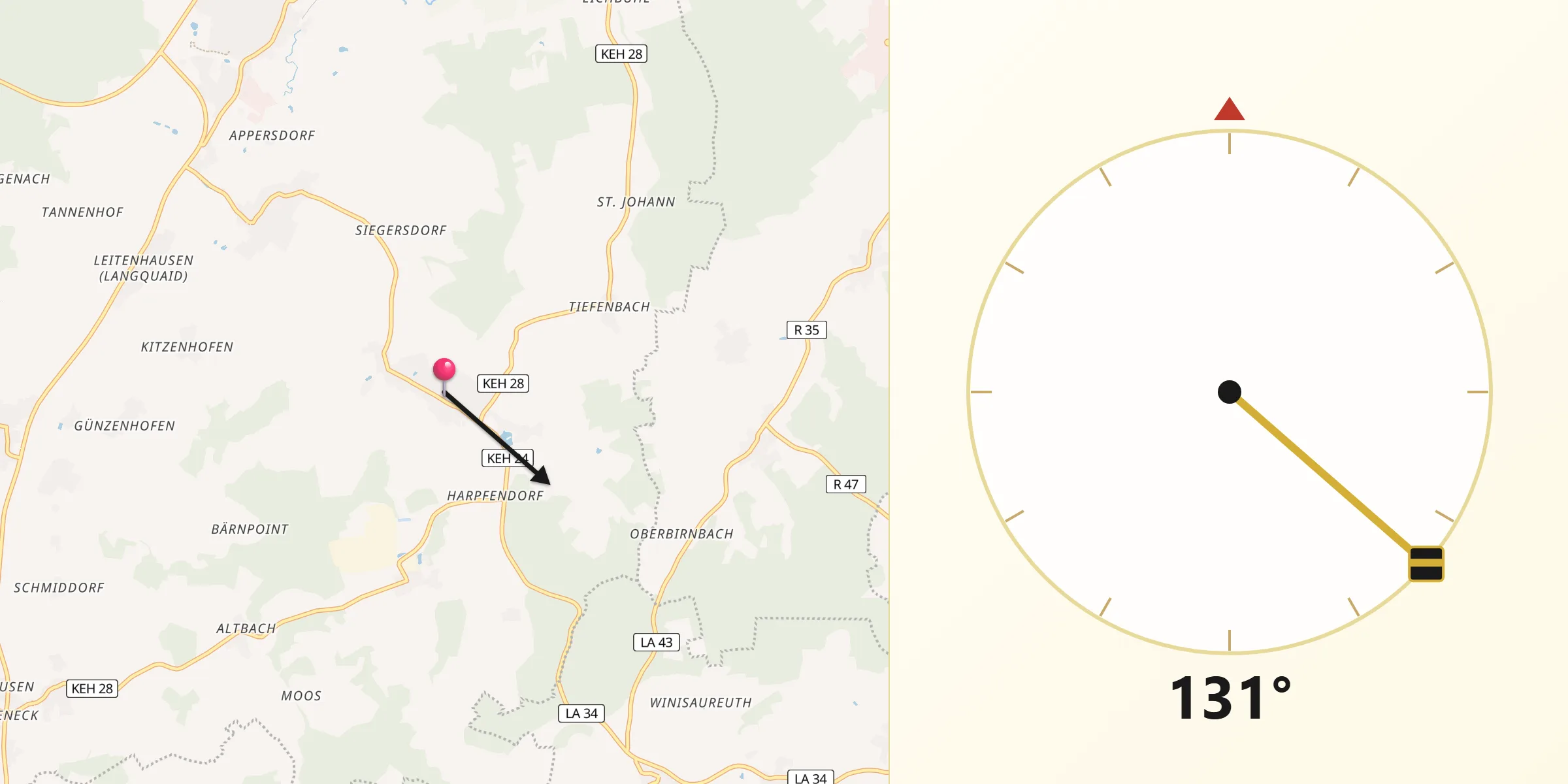 Qibla-Richtung von Herrngiersdorf