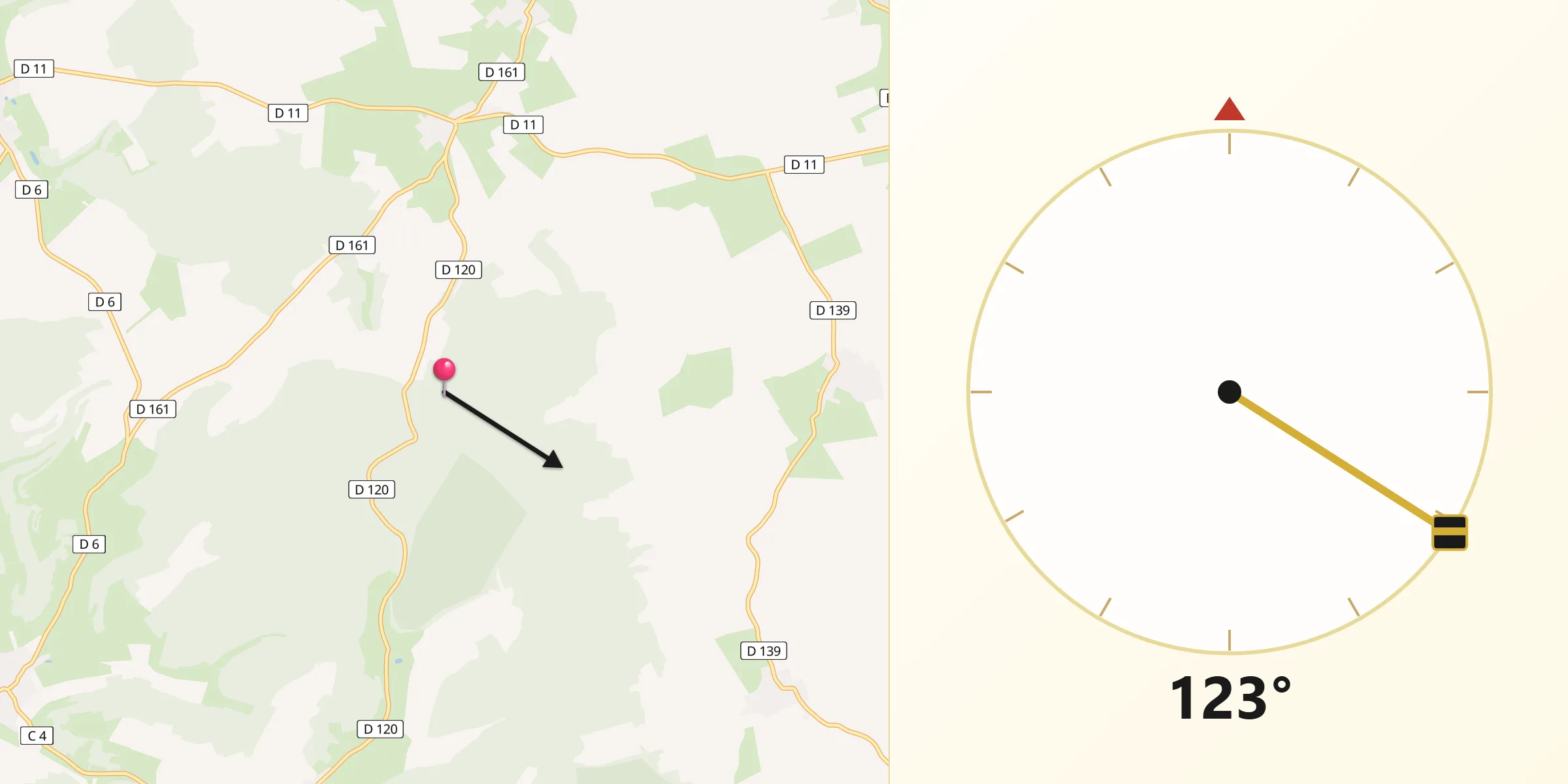 Direction vers la Qibla depuis Dagonville
