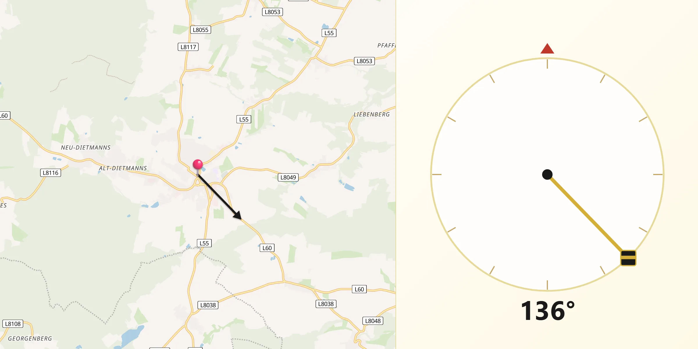 Qibla-Richtung von Groß-Siegharts