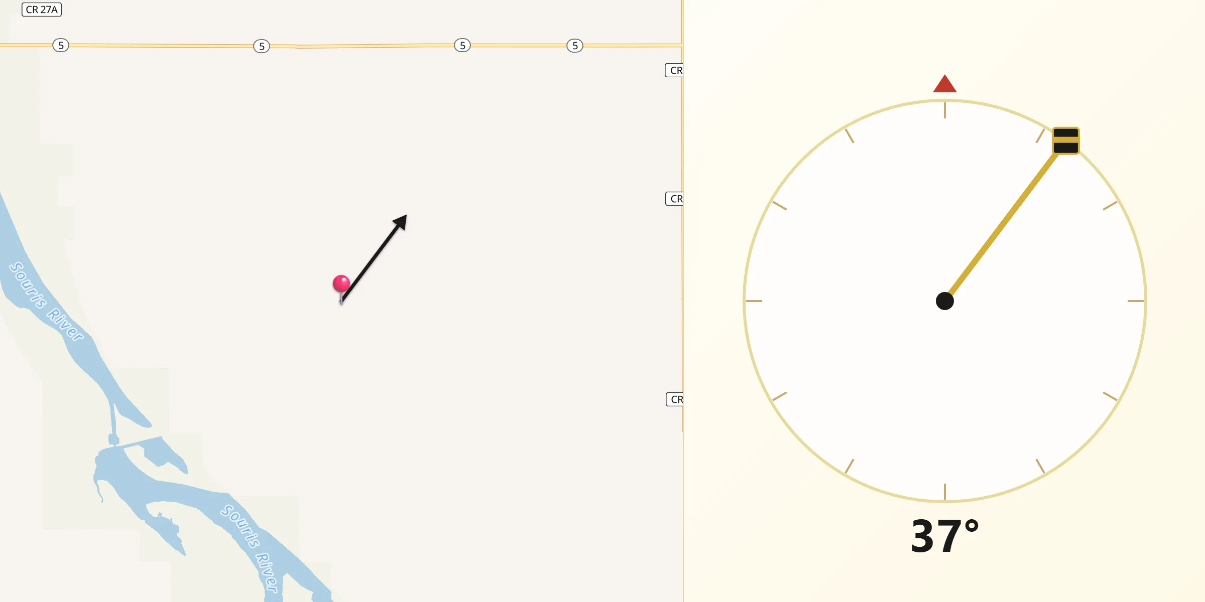 Qibla Direction from Bottineau County