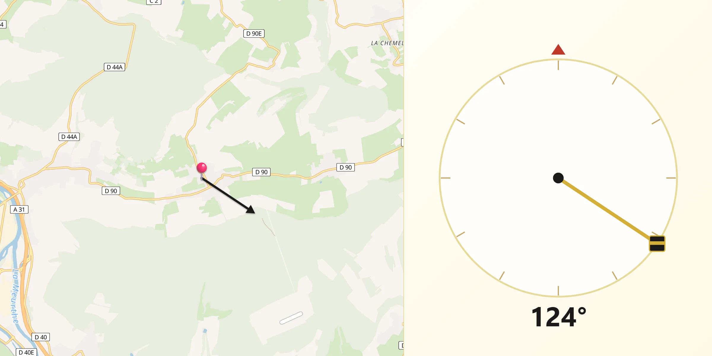 Direction vers la Qibla depuis Faulx
