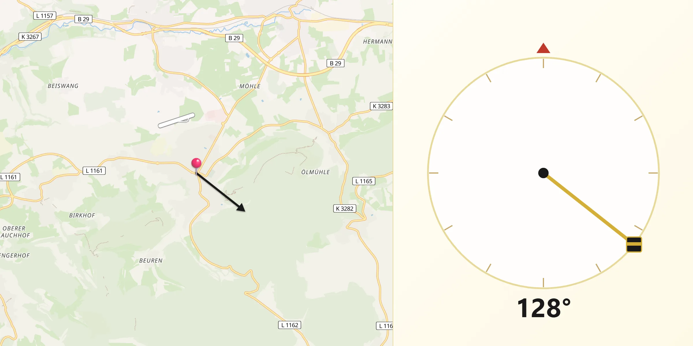 Qibla-Richtung von Heubach