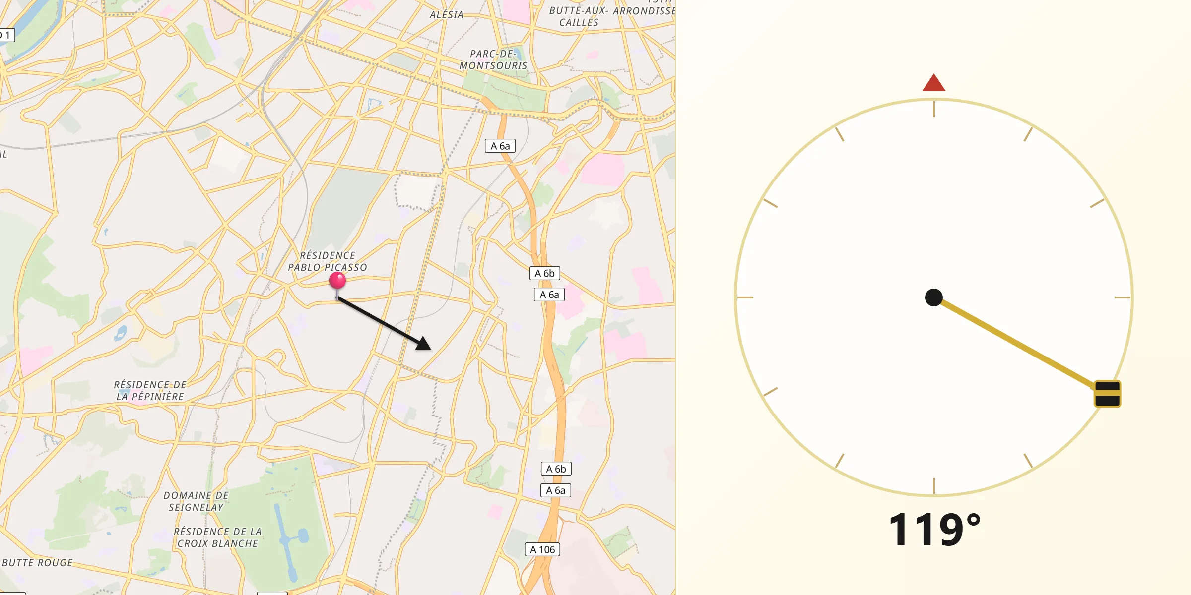 Direction vers la Qibla depuis Bagneux