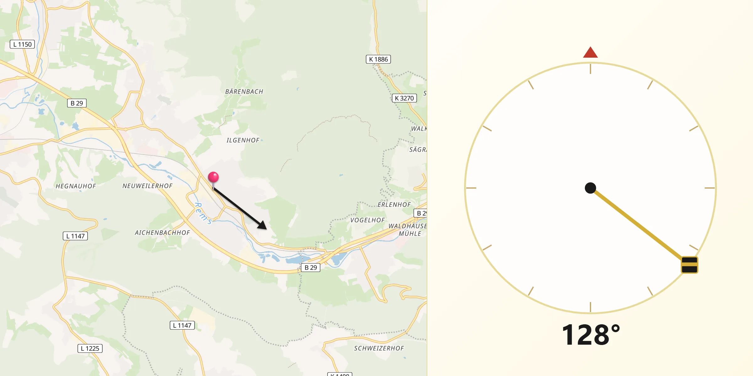 Qibla-Richtung von Plüderhausen