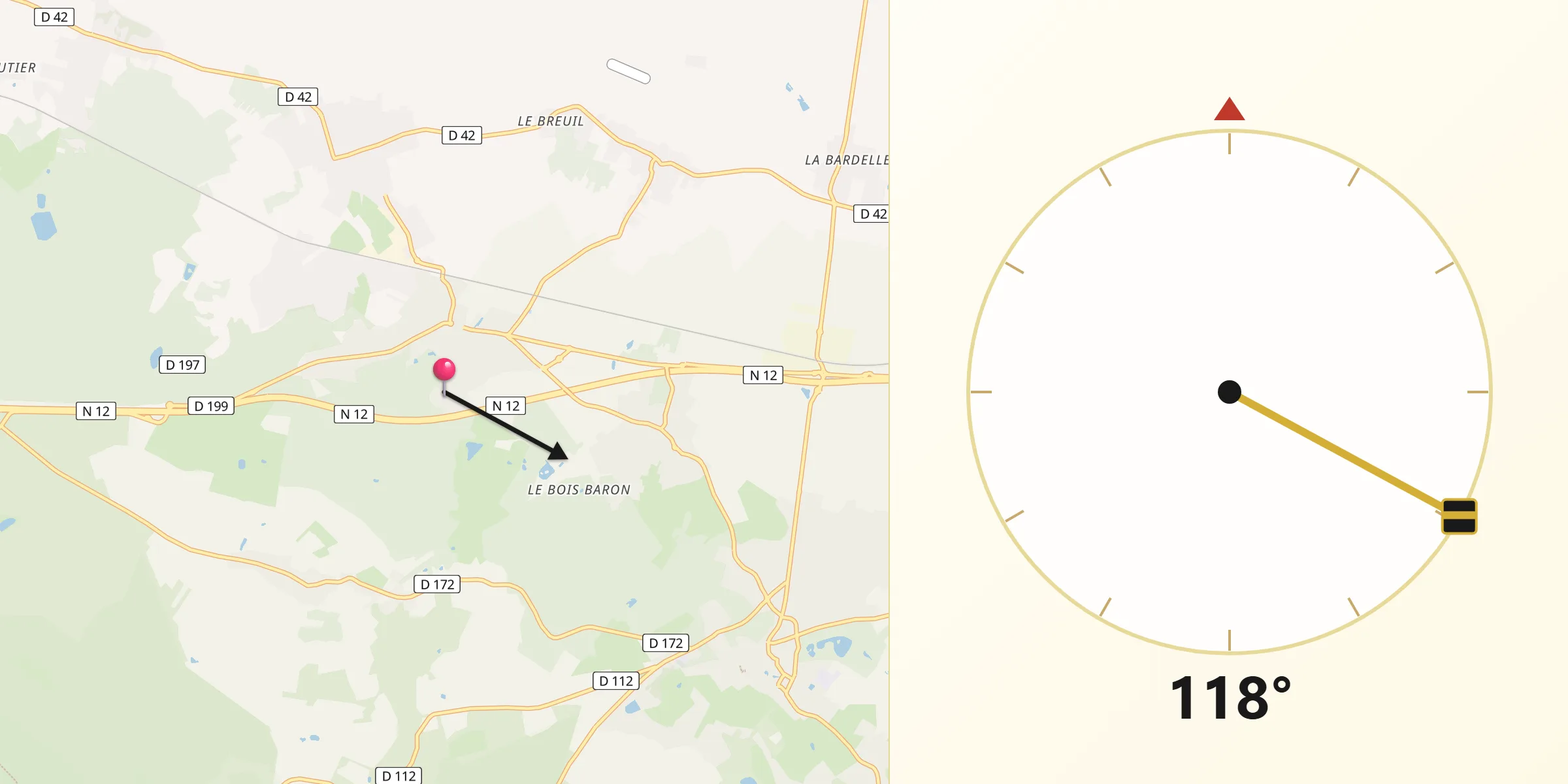 Direction vers la Qibla depuis La Queue-les-Yvelines