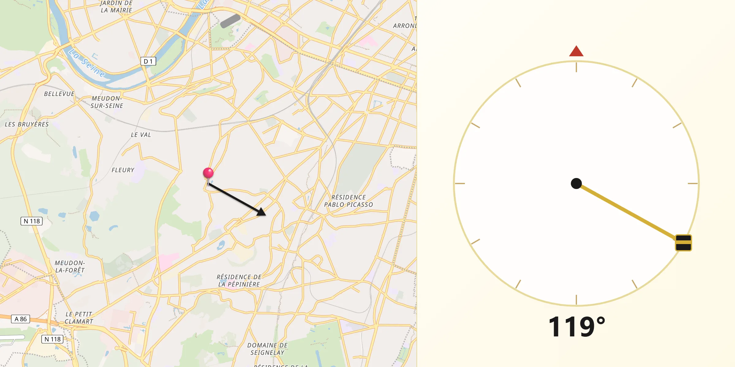 Clamart şehrinden Kıble Yönü