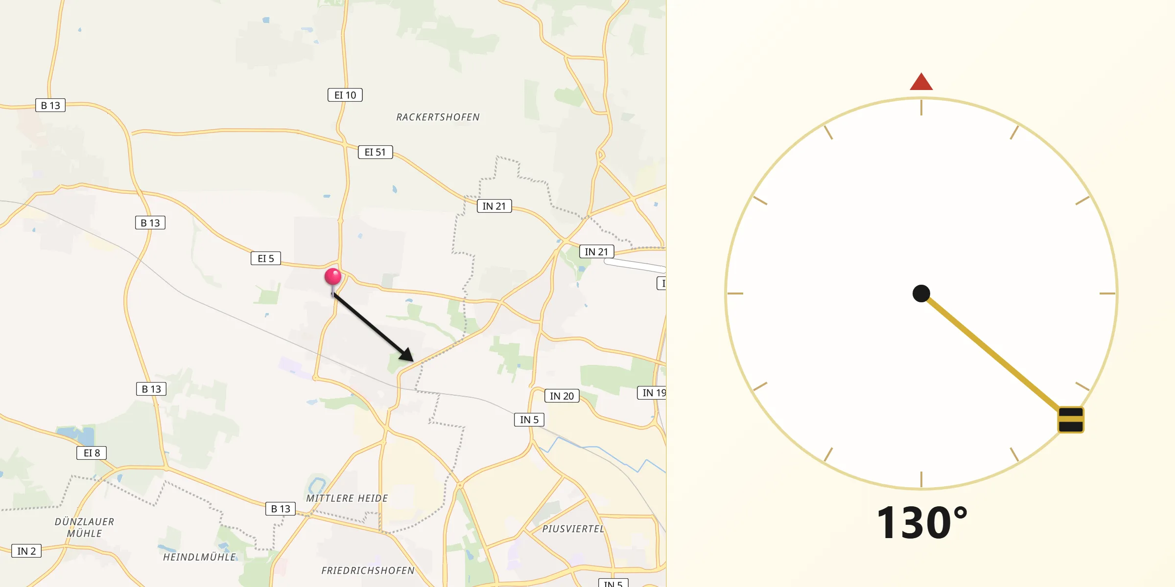 Qibla-Richtung von Gaimersheim