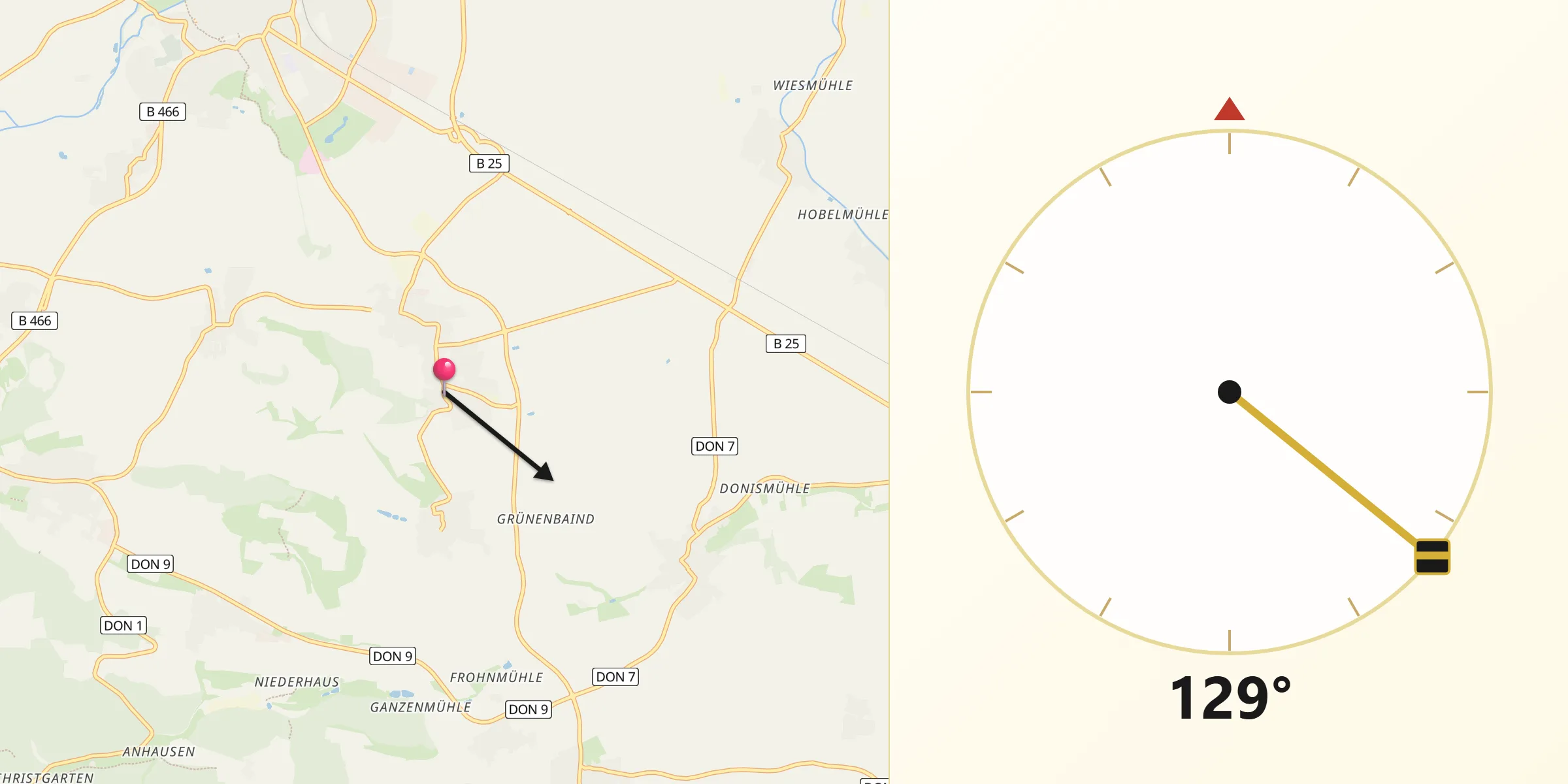 Qibla-Richtung von Reimlingen