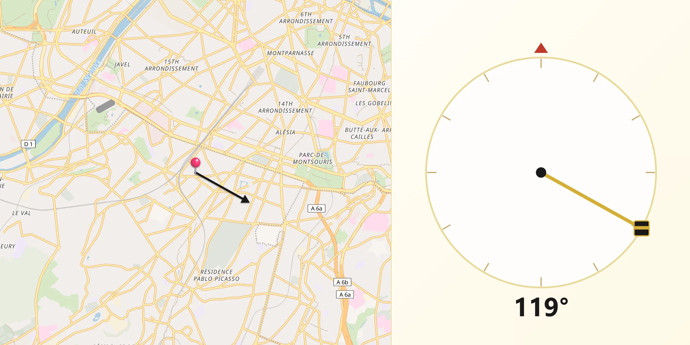 Direction vers la Qibla depuis Malakoff