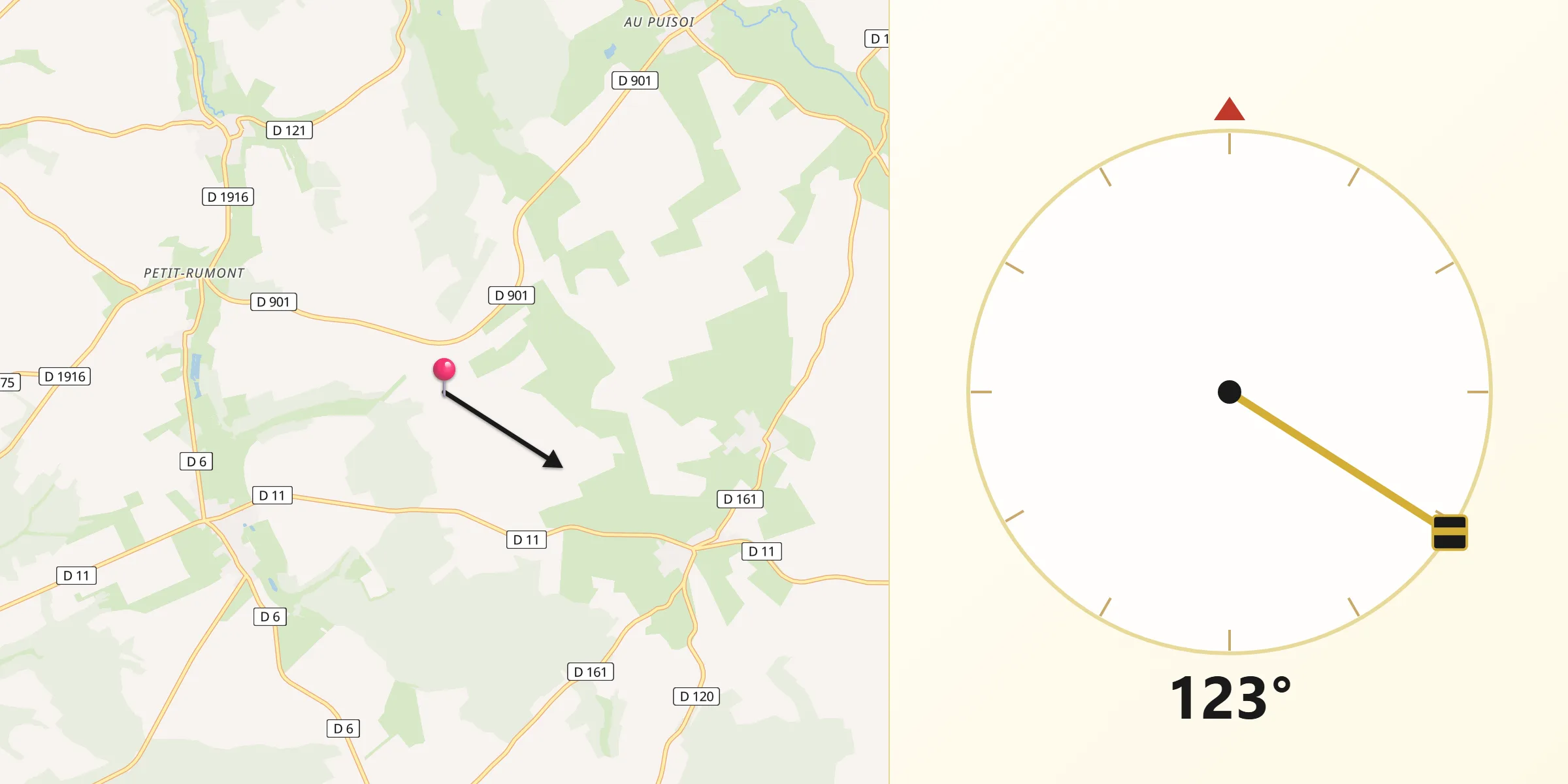 Direction vers la Qibla depuis Levoncourt