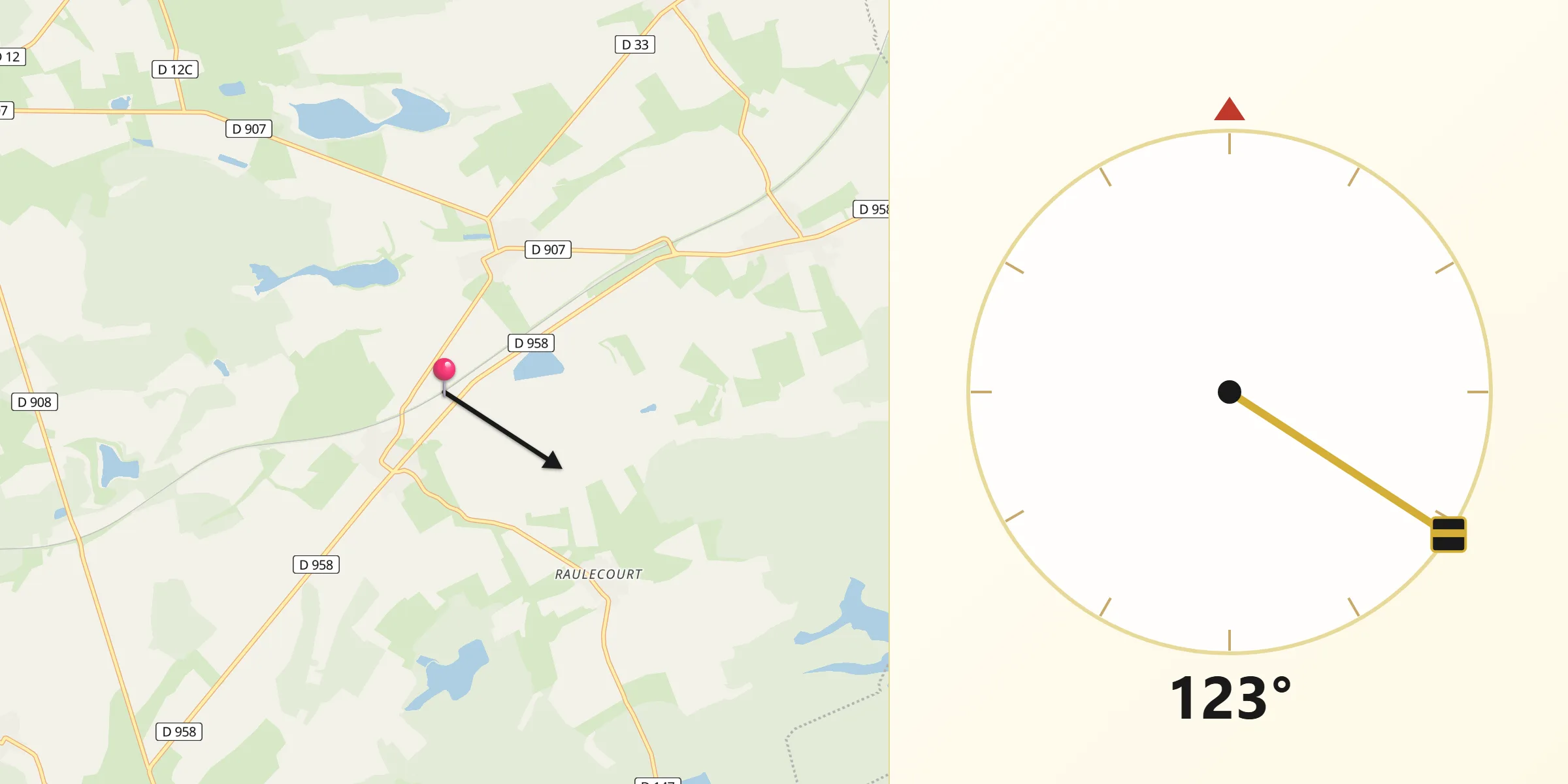 Direction vers la Qibla depuis Rambucourt