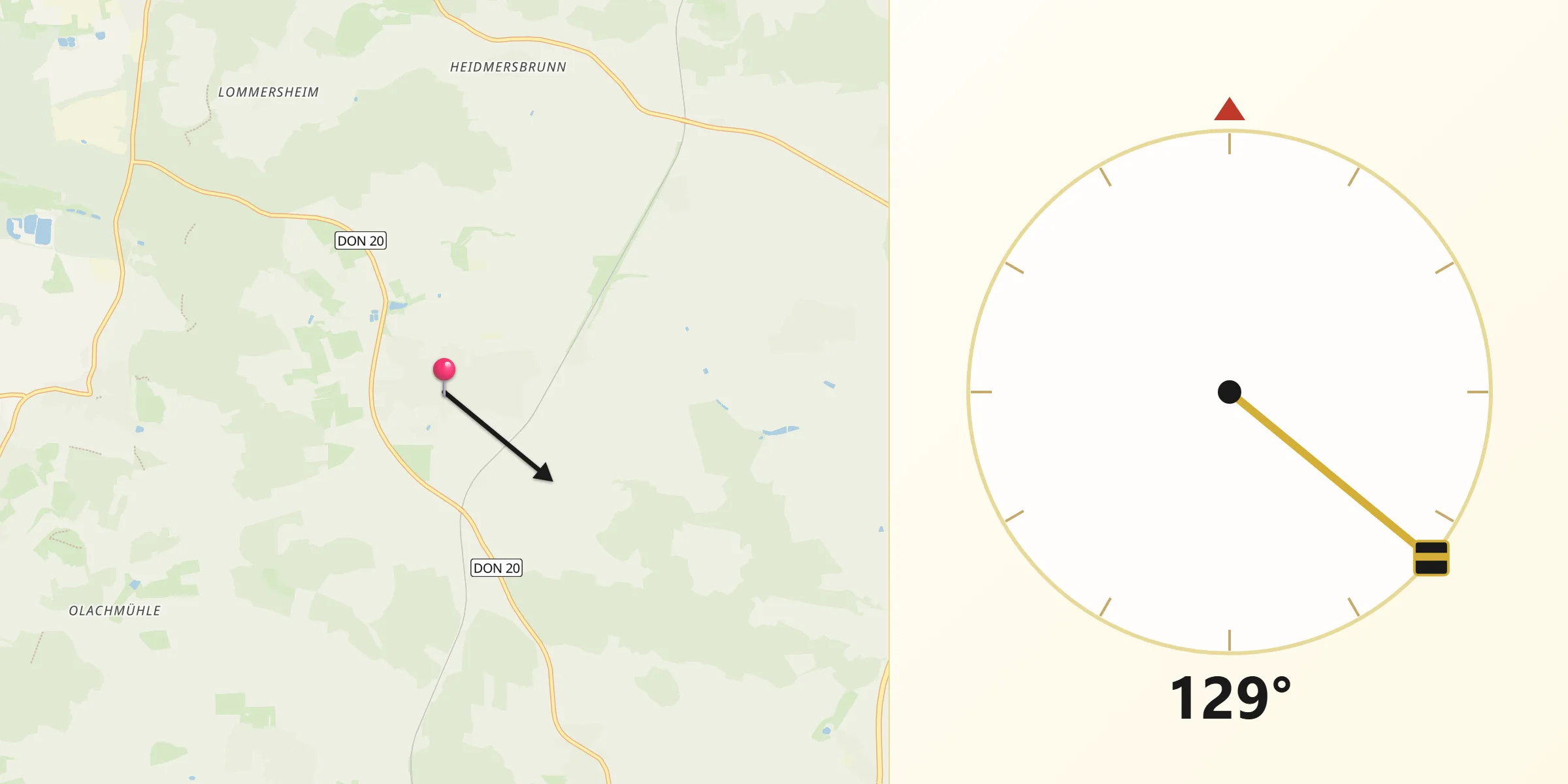 Qibla-Richtung von Fünfstetten