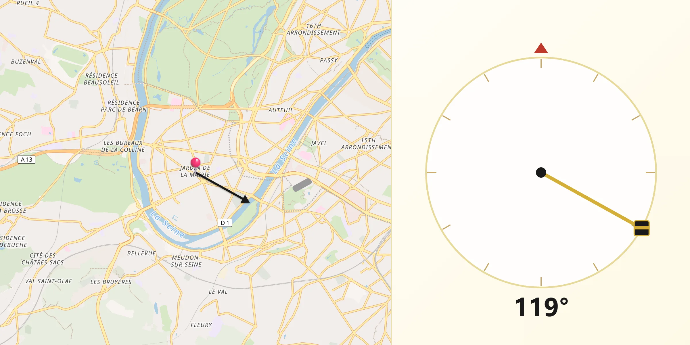 Boulogne-Billancourt şehrinden Kıble Yönü