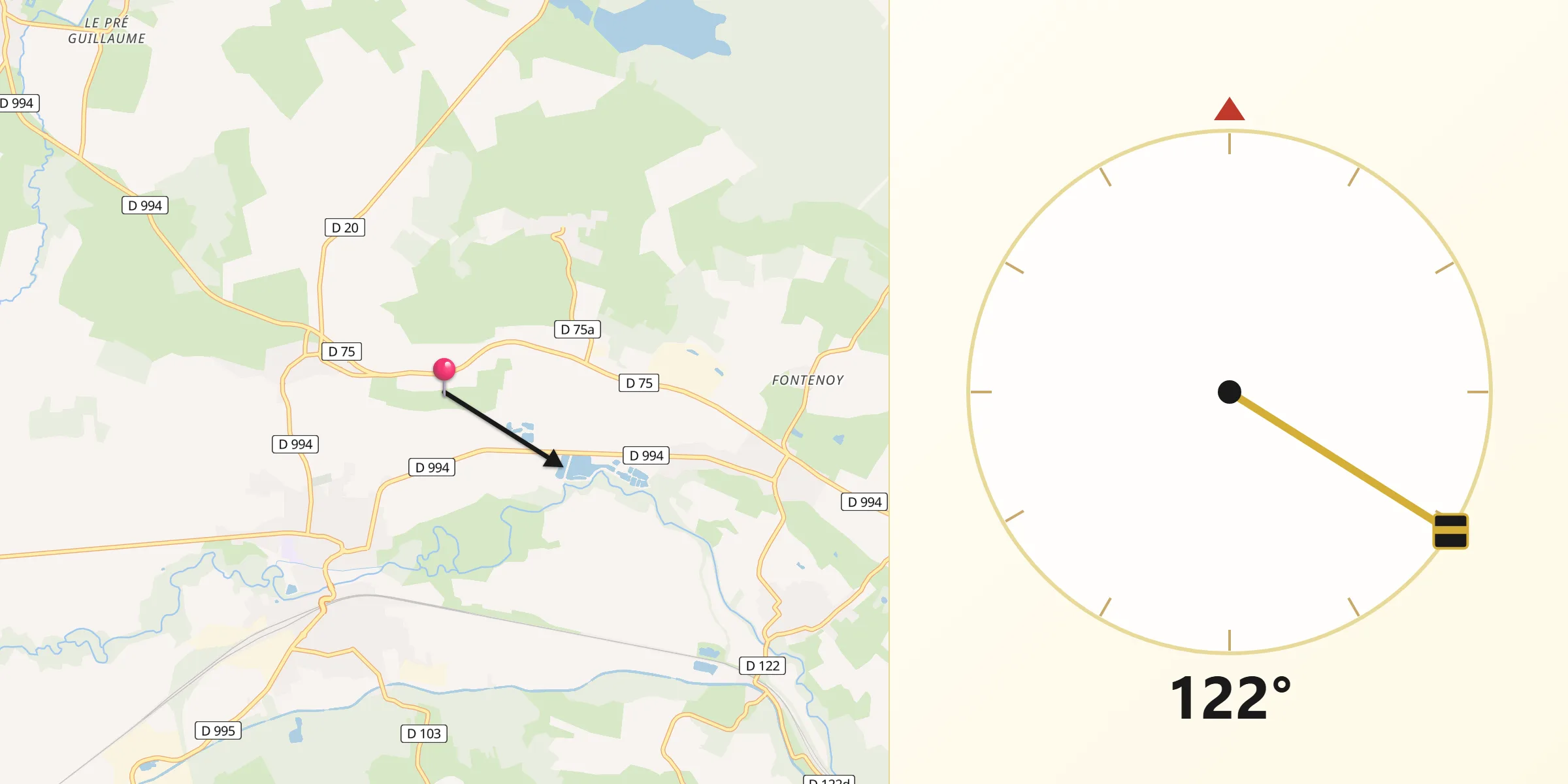 Direction vers la Qibla depuis Laimont