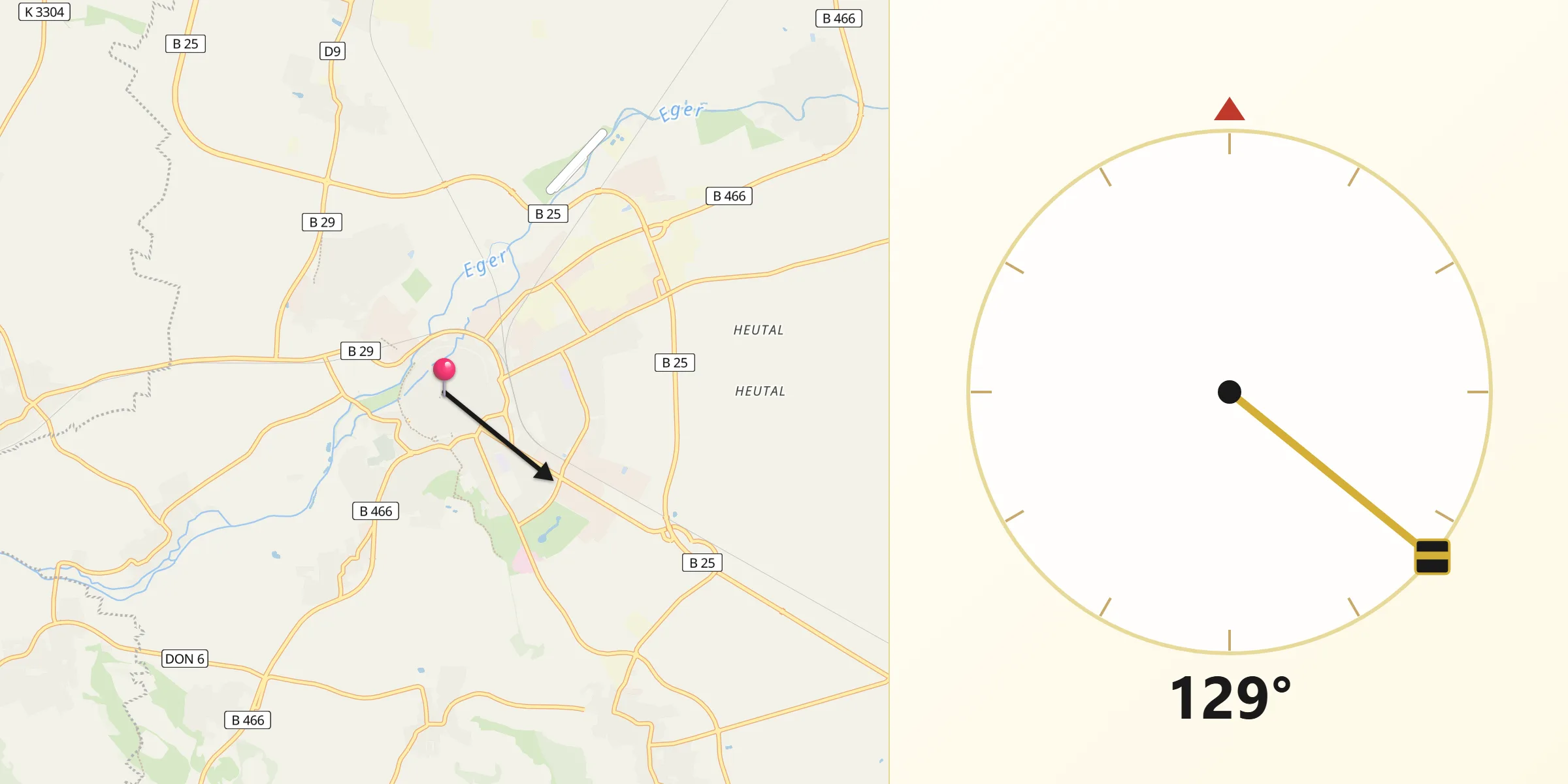 Qibla-Richtung von Nördlingen