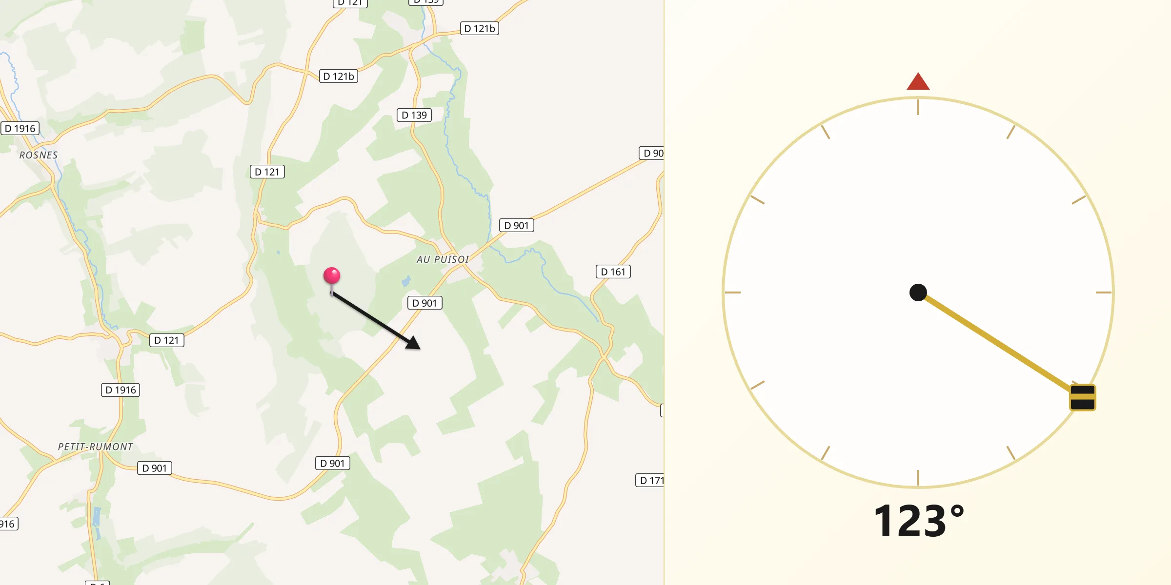 Direction vers la Qibla depuis Villotte-sur-Aire