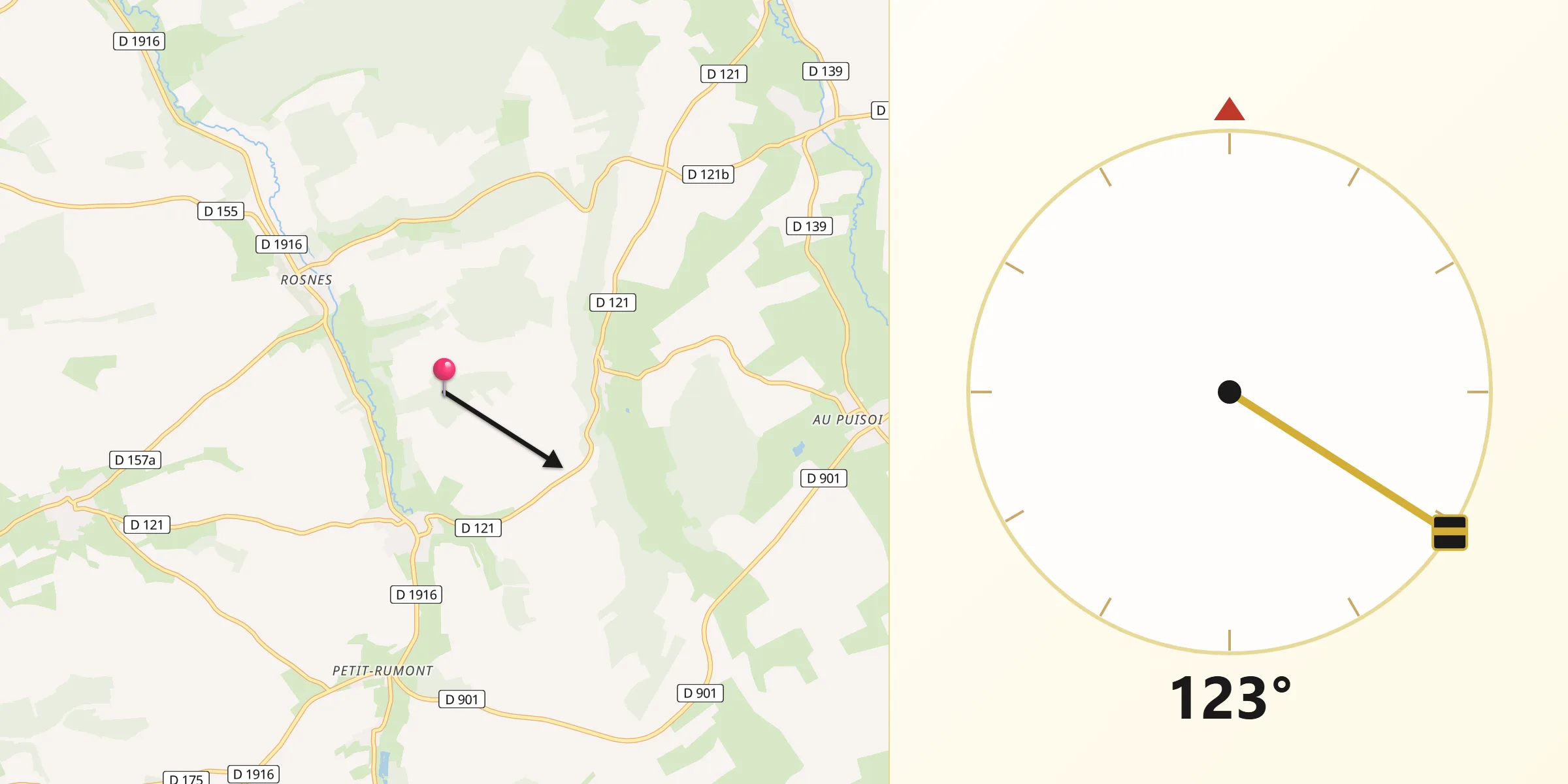Direction vers la Qibla depuis Belrain