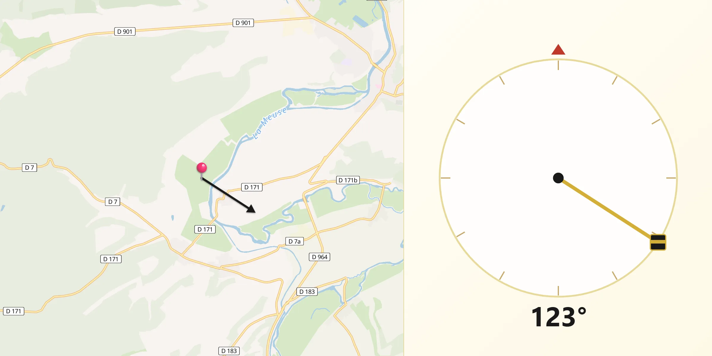 Direction vers la Qibla depuis Bislée