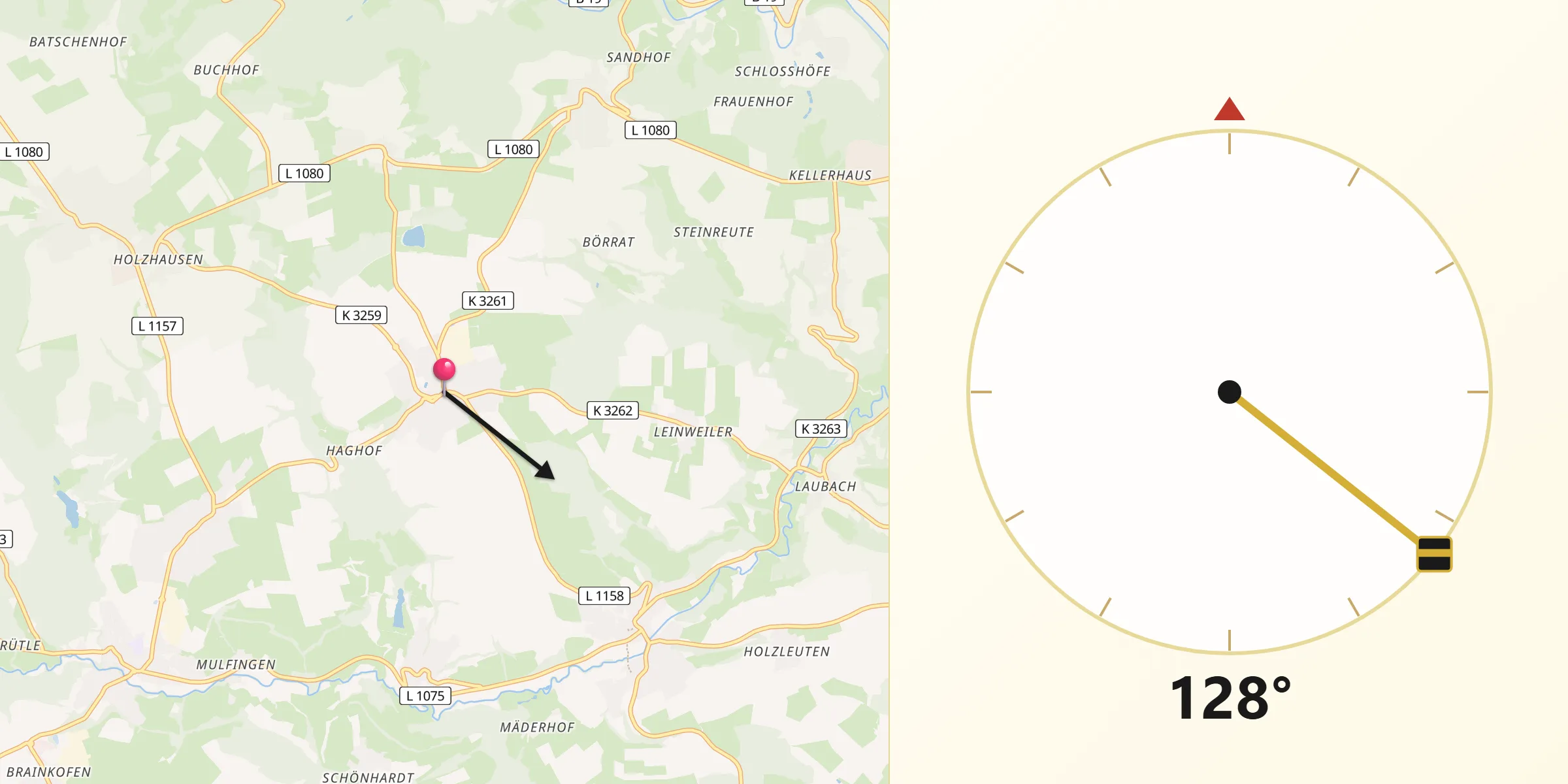Qibla-Richtung von Schechingen