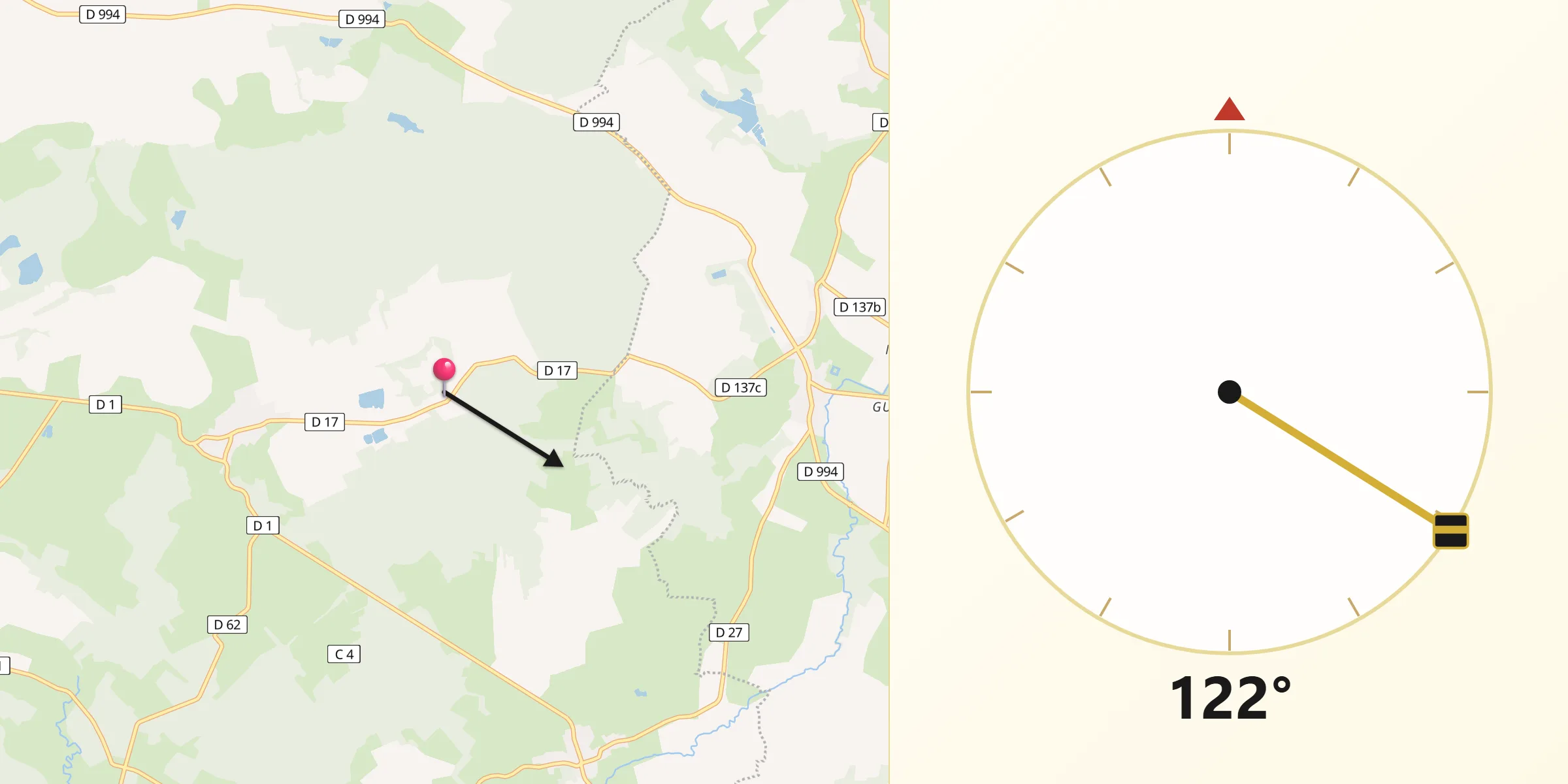 Direction vers la Qibla depuis Nettancourt
