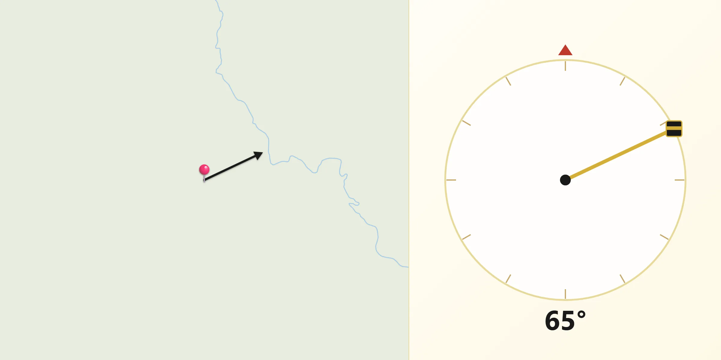 Qibla Direction from Gaspésie-Îles-de-la-Madeleine