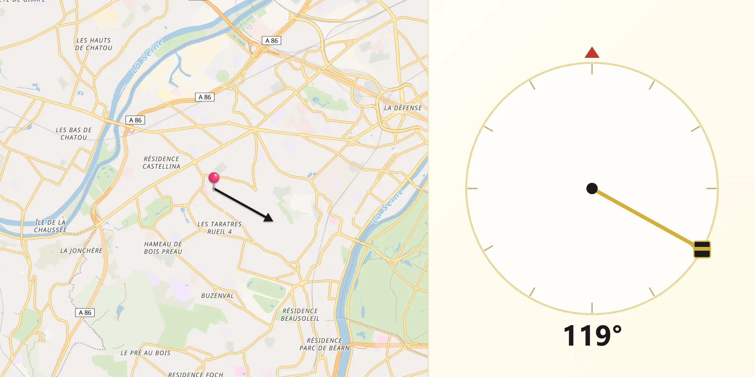 Rueil-Malmaison şehrinden Kıble Yönü