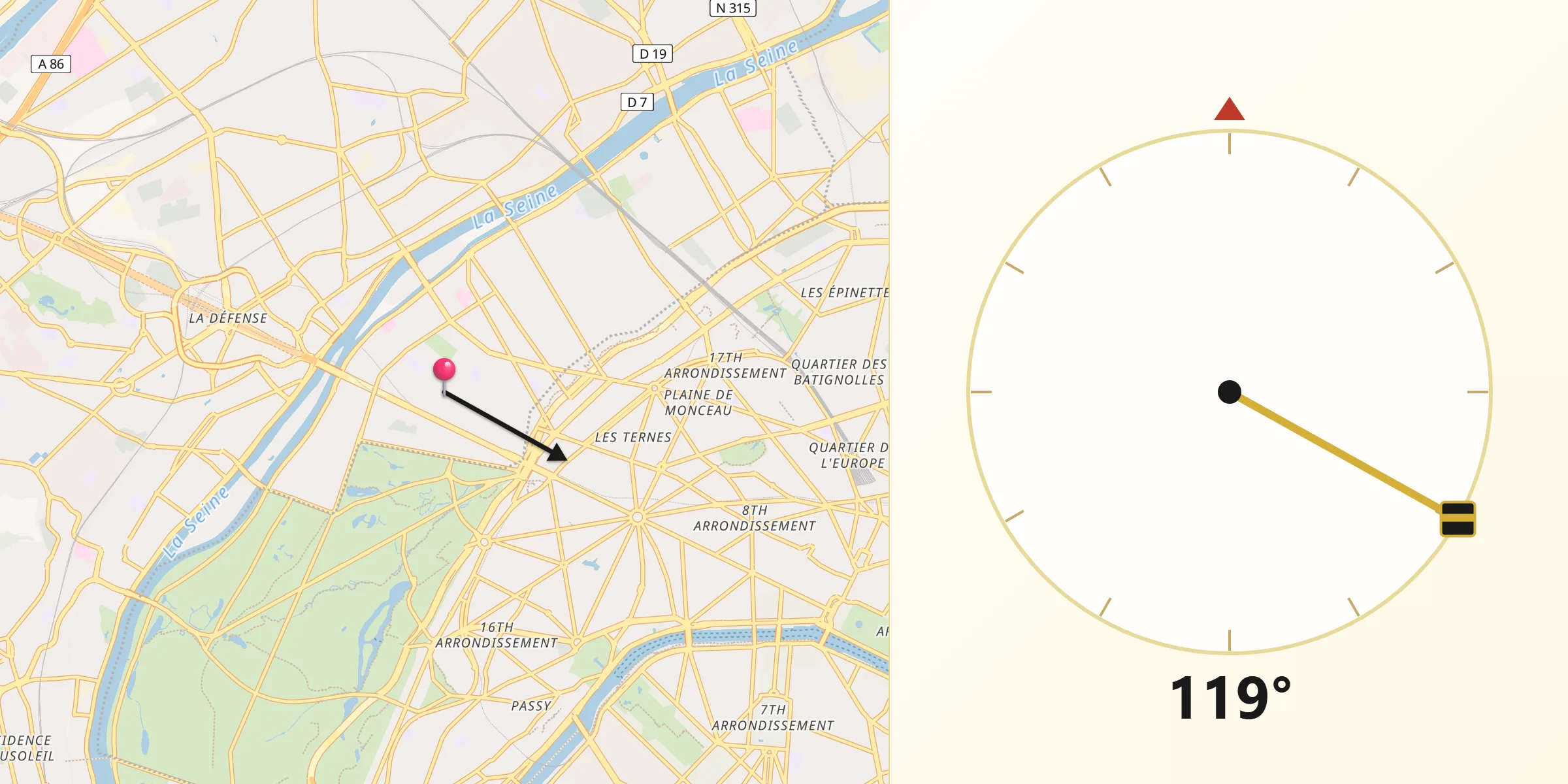 Neuilly-sur-Seine şehrinden Kıble Yönü