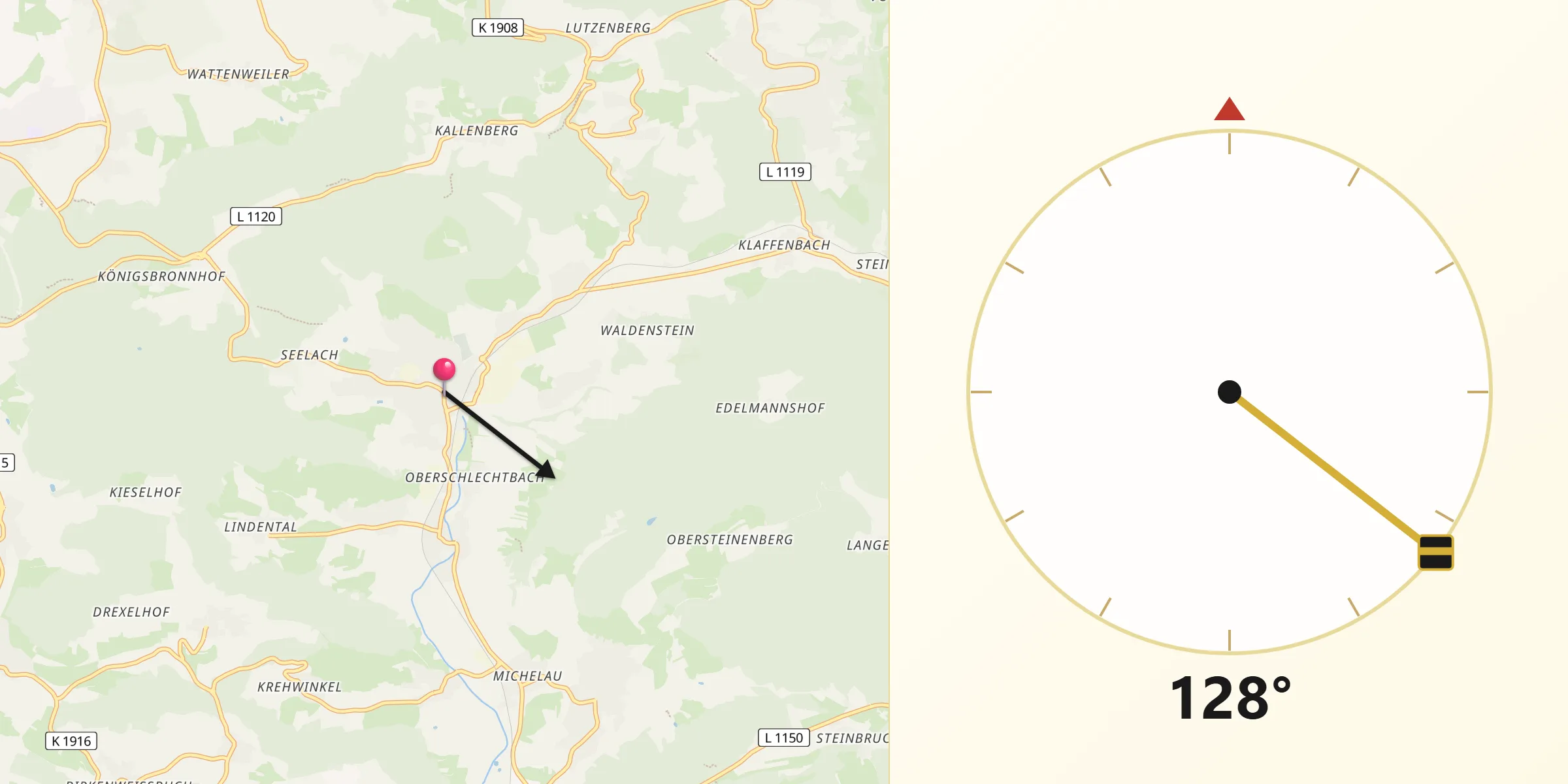 Qibla-Richtung von Rudersberg