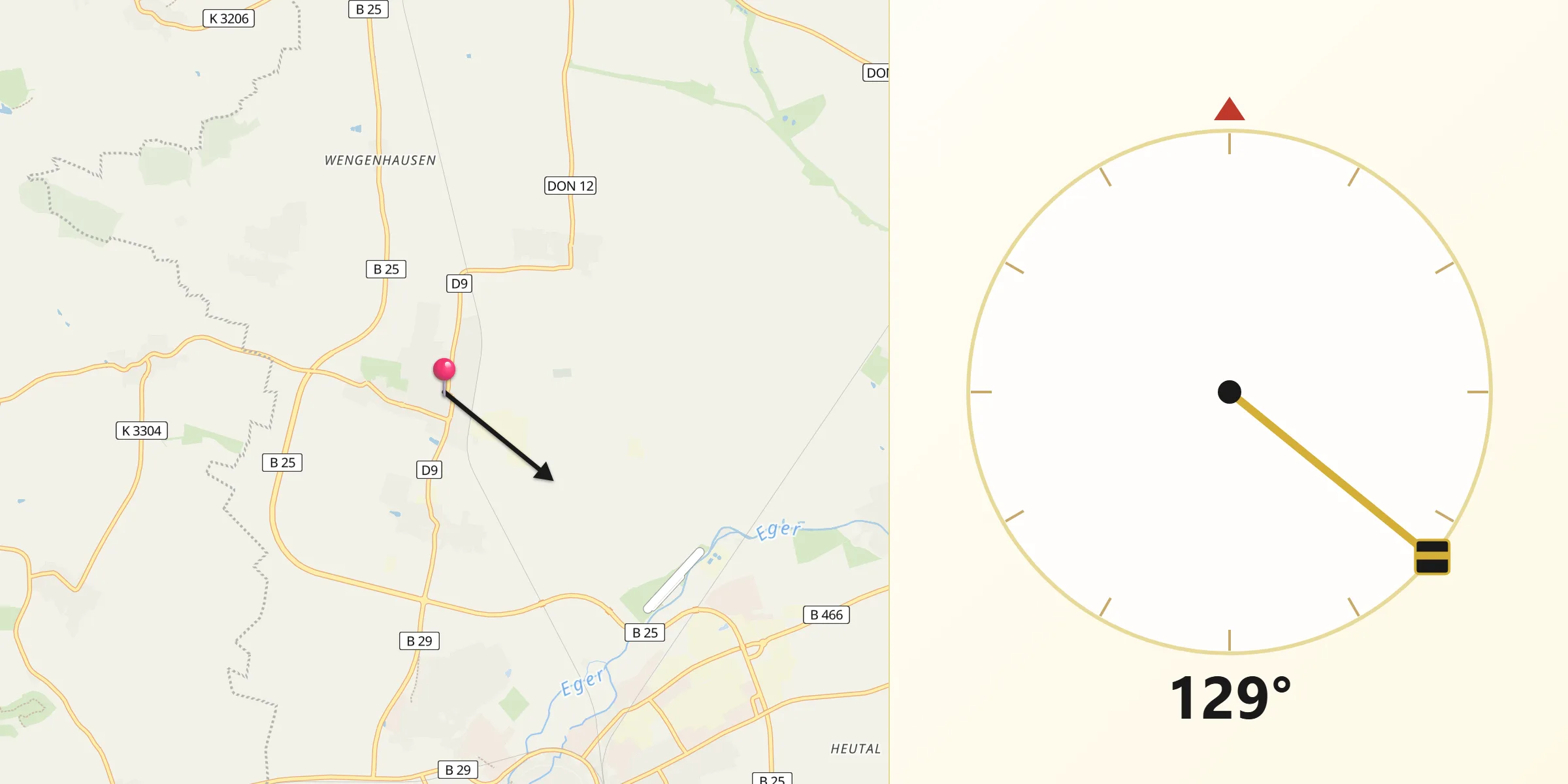 Qibla-Richtung von Wallerstein