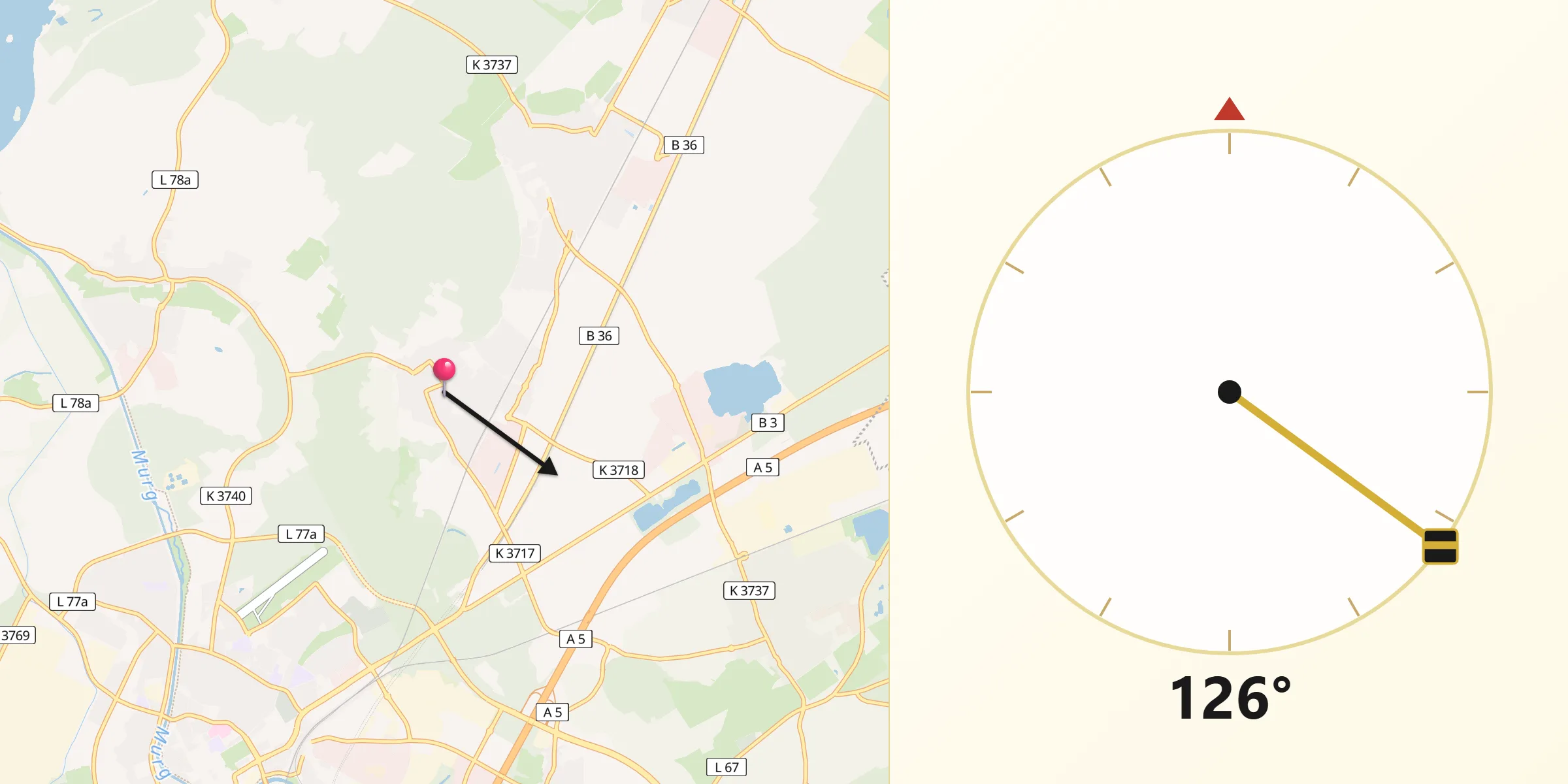 Qibla-Richtung von Ötigheim