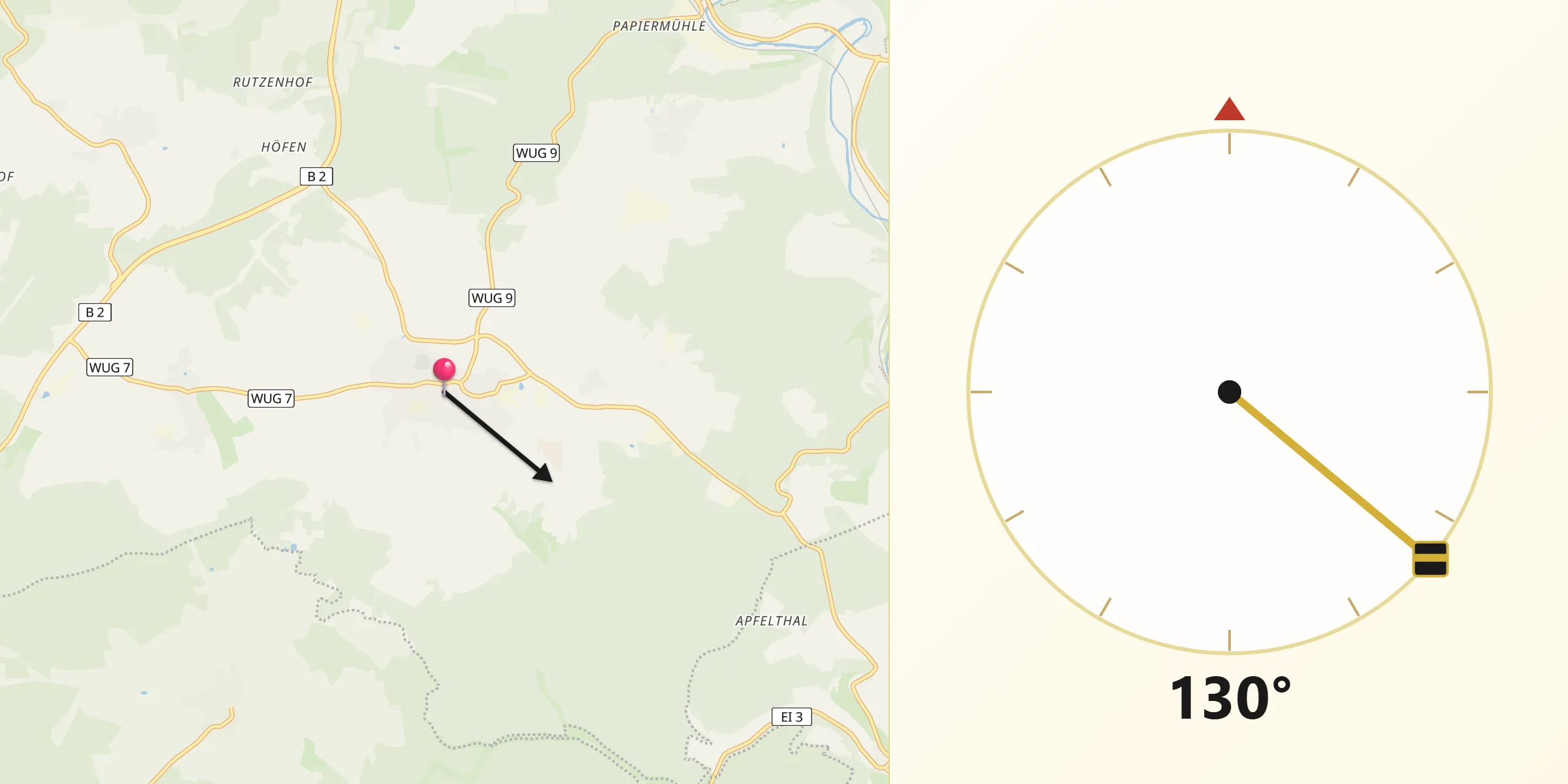 Qibla-Richtung von Langenaltheim