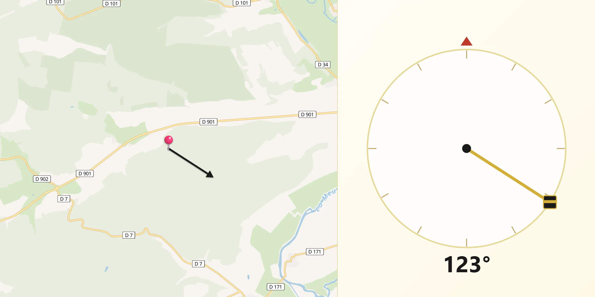 Direction vers la Qibla depuis Chauvoncourt
