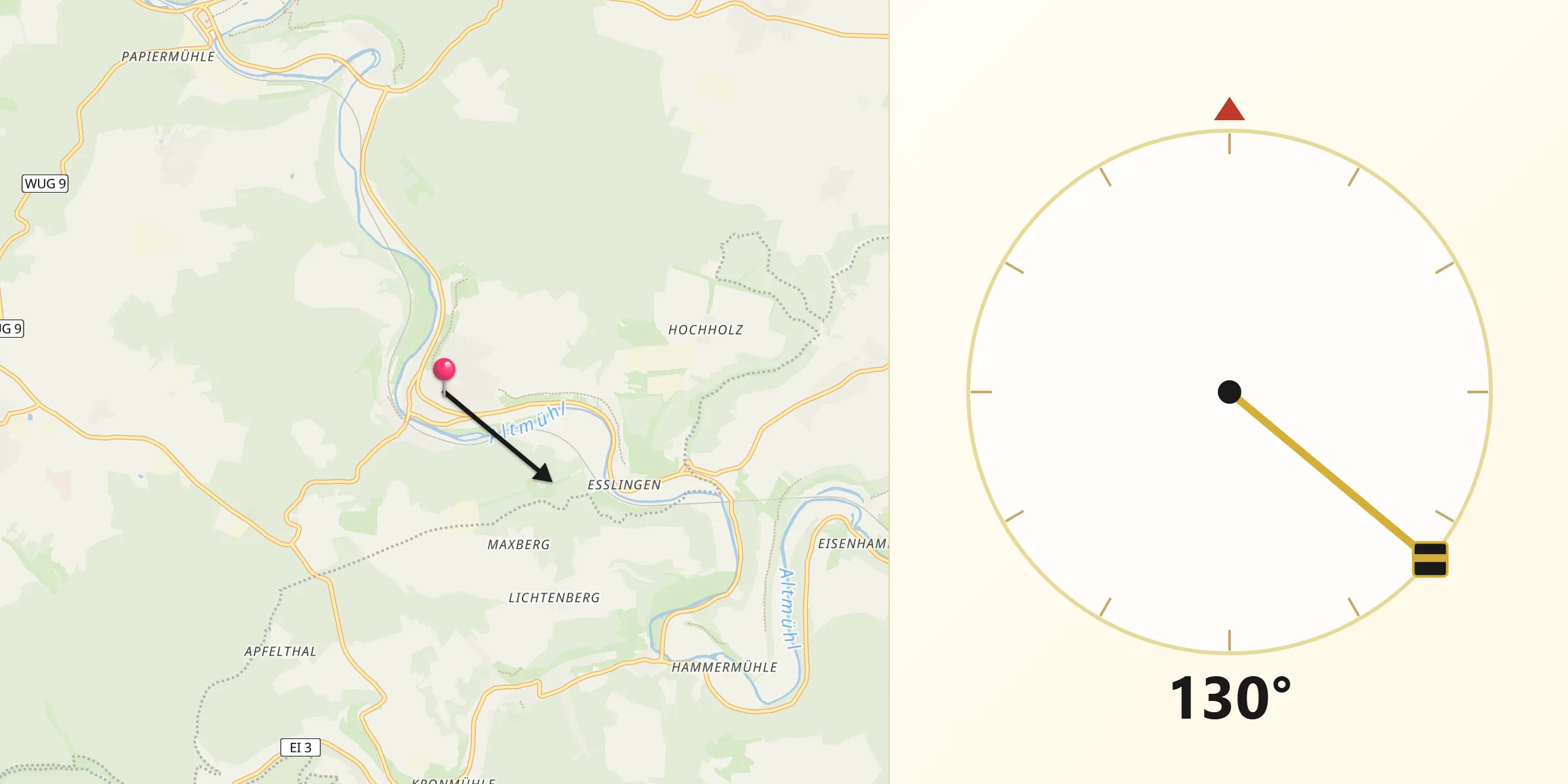 Qibla-Richtung von Solnhofen
