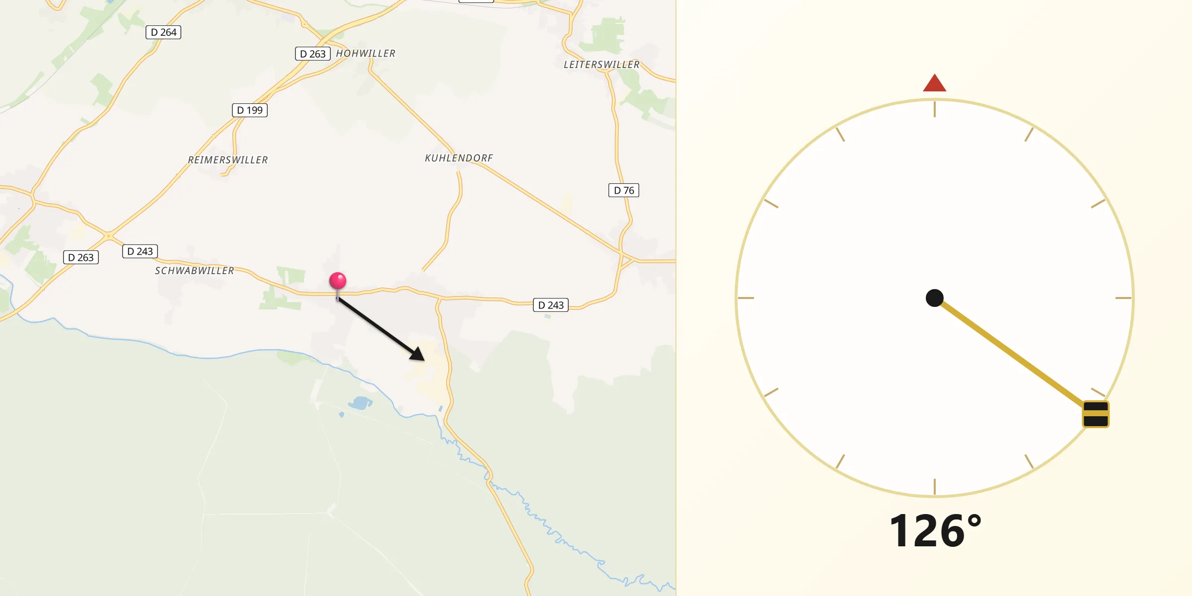 Direction vers la Qibla depuis Betschdorf