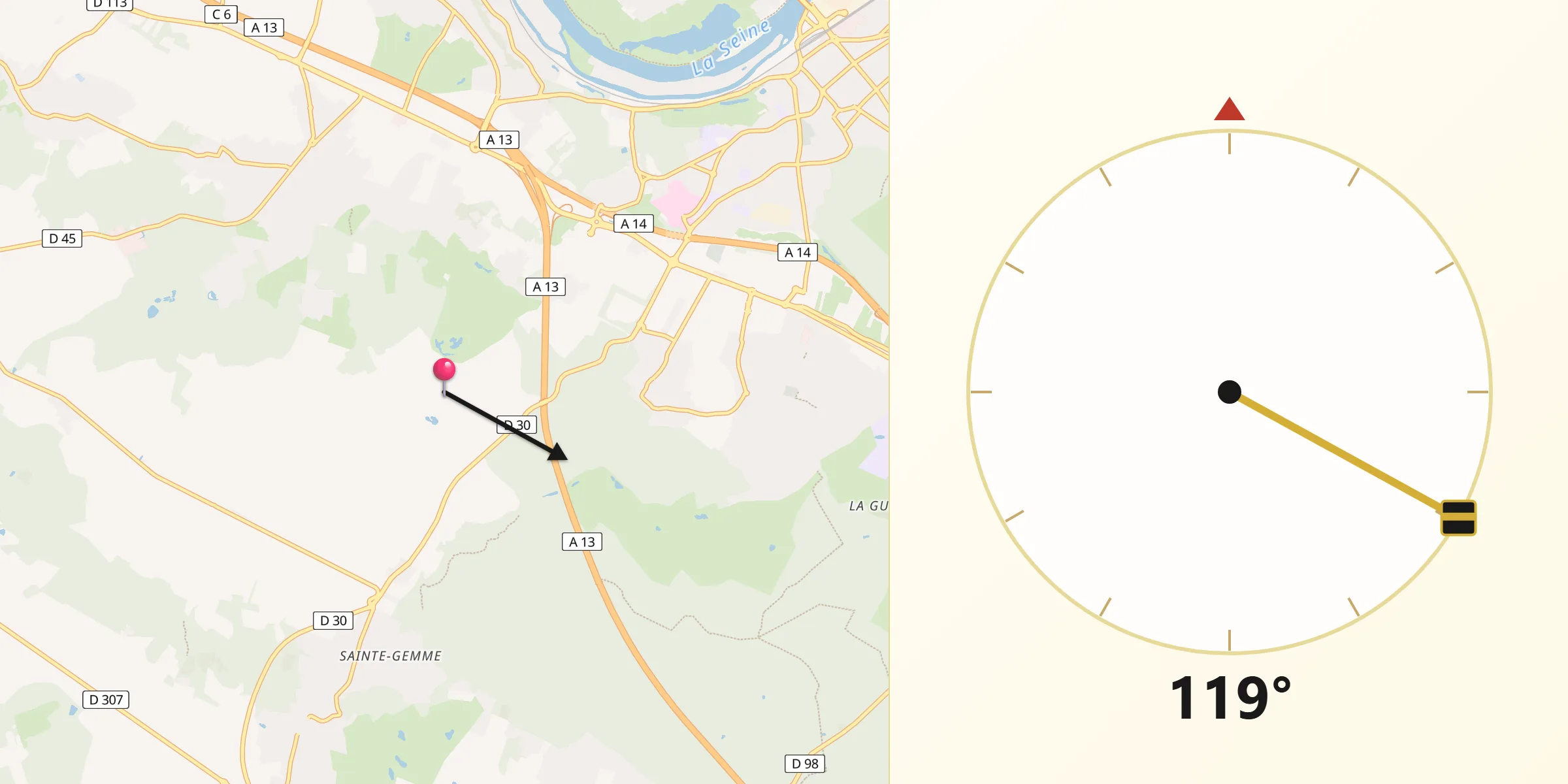 Direction vers la Qibla depuis Aigremont