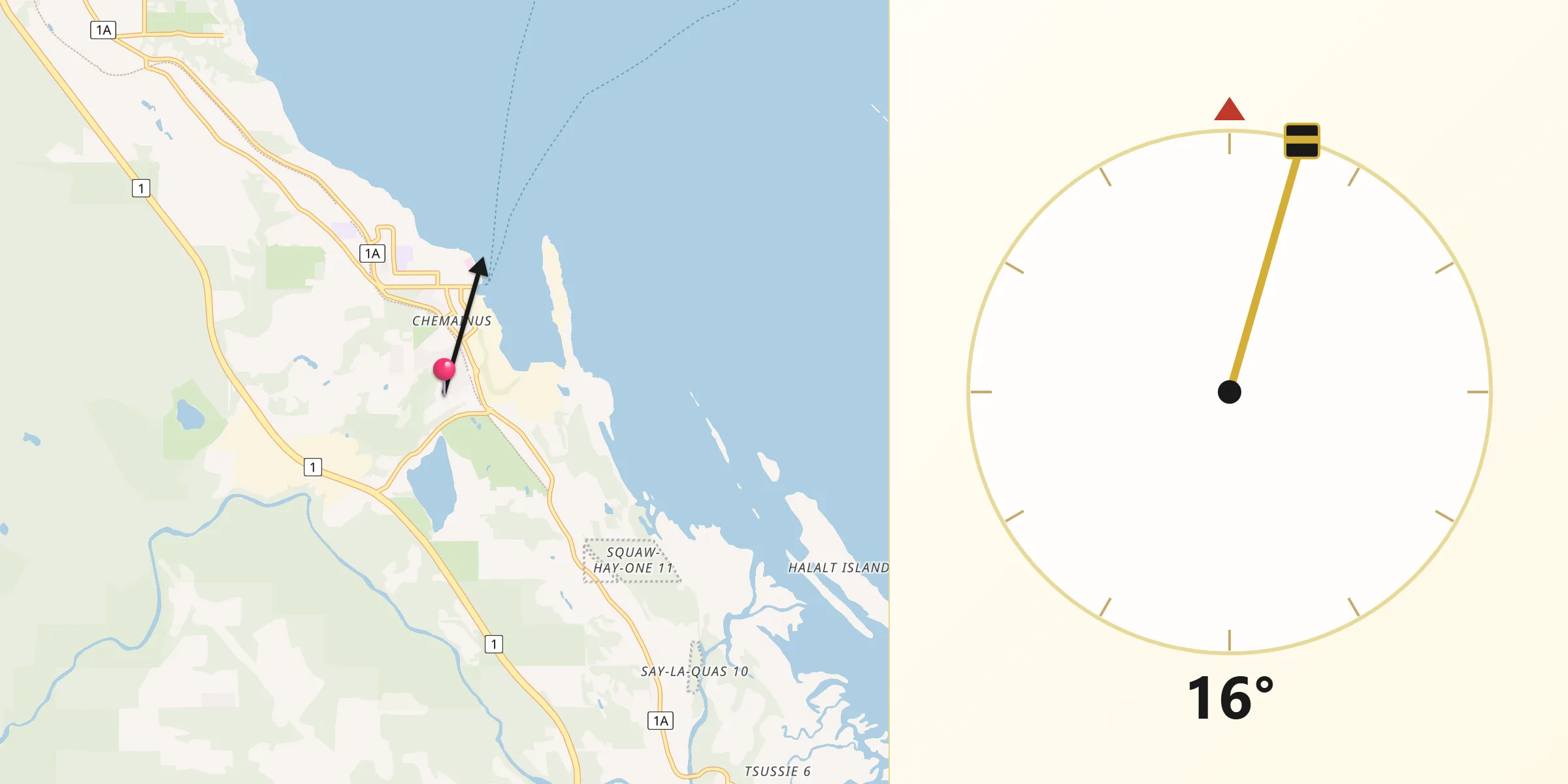 Qibla Direction from Chemainus